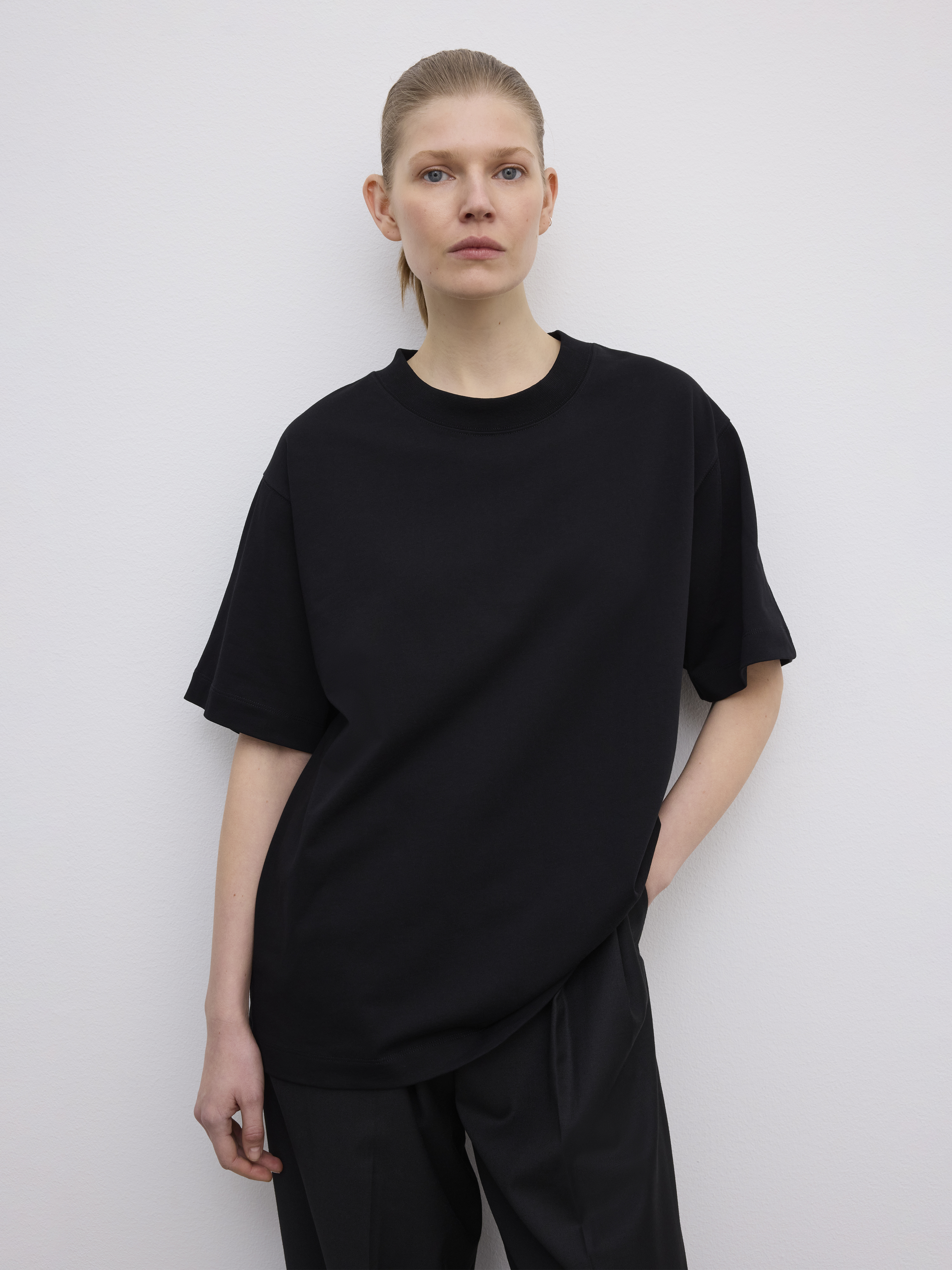 Oversized Cotton Tee - Black