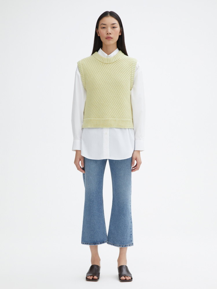 House Of Dagmar Mouline Vest In Lemon Mouline