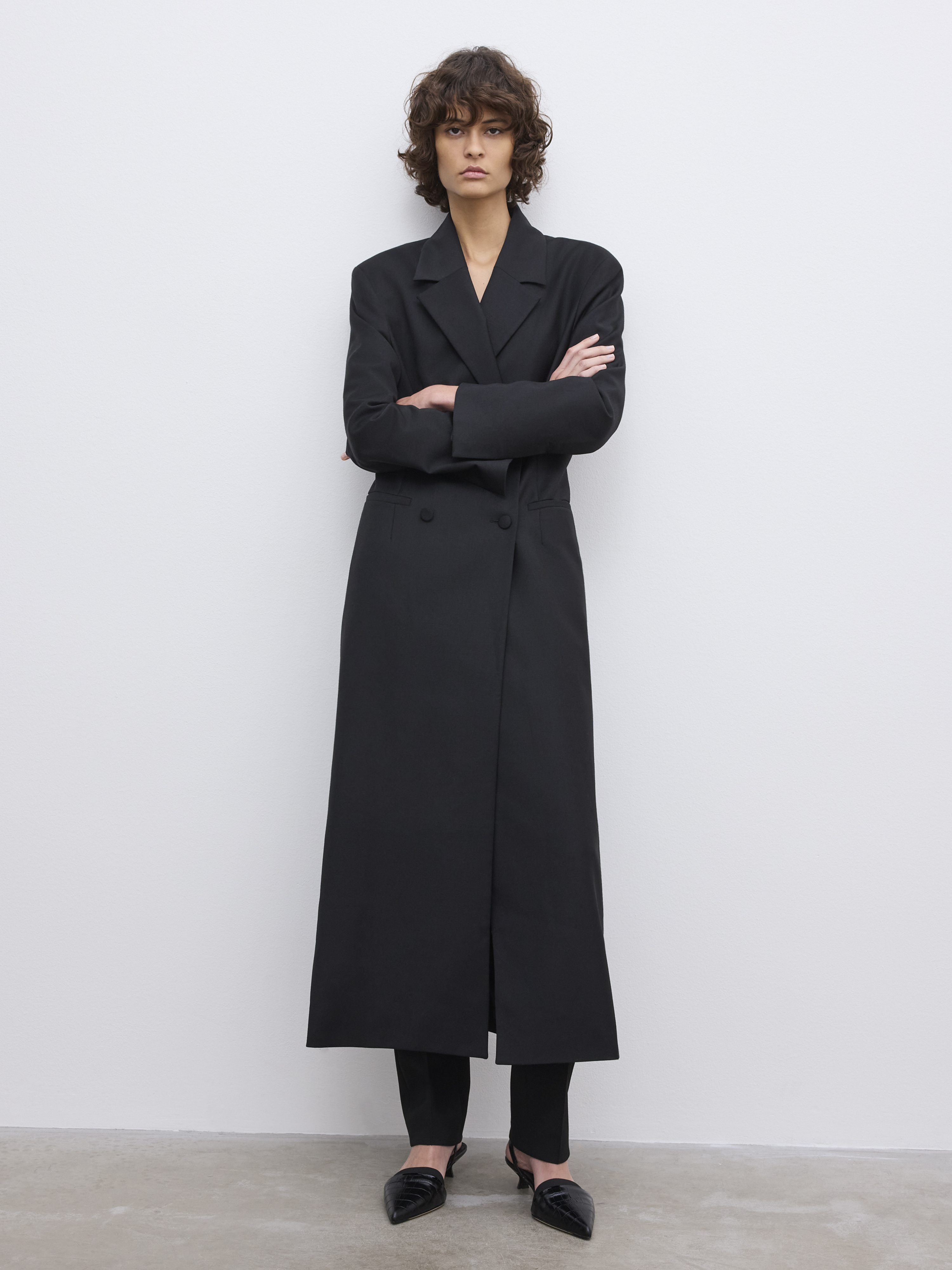 Noisy May Curve oversized dad blazer co-ord in navy pinstripe