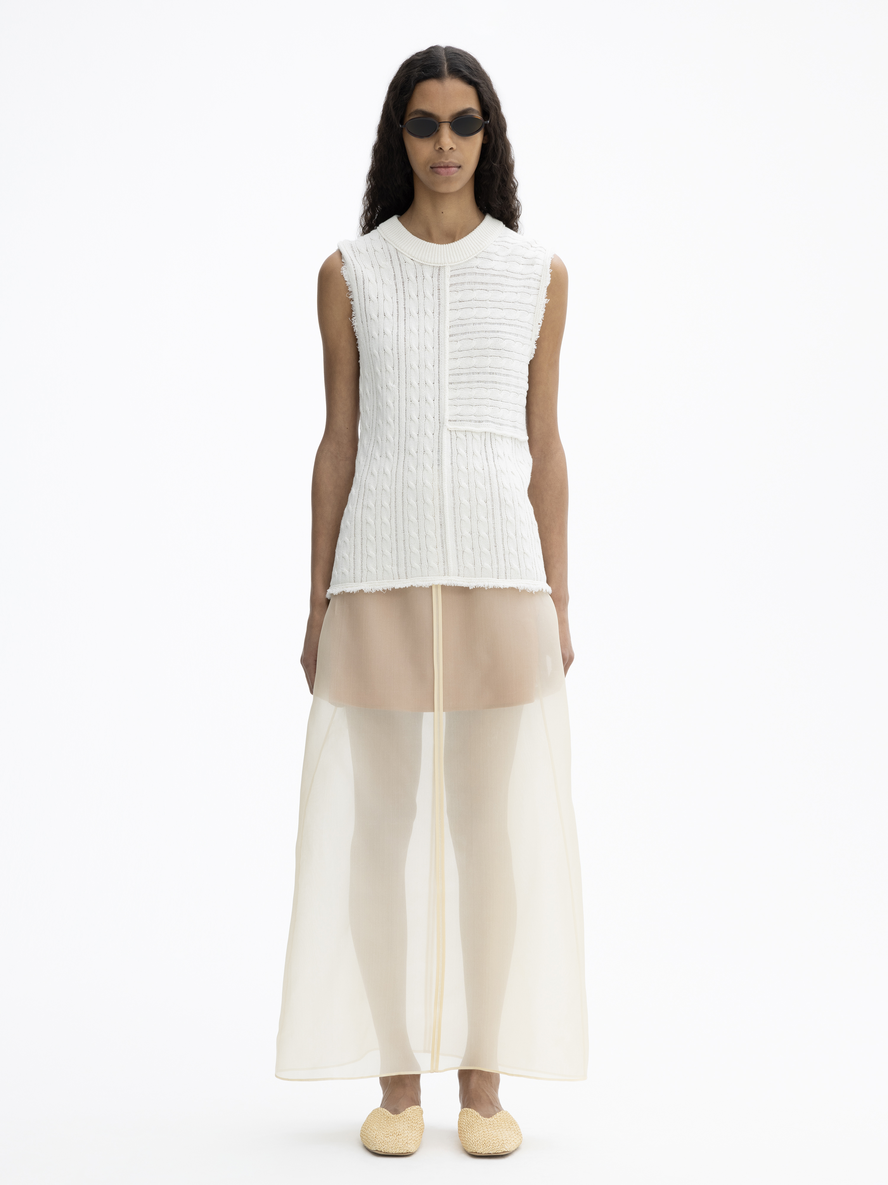 House Of Dagmar Organza Skirt In Avena Beige