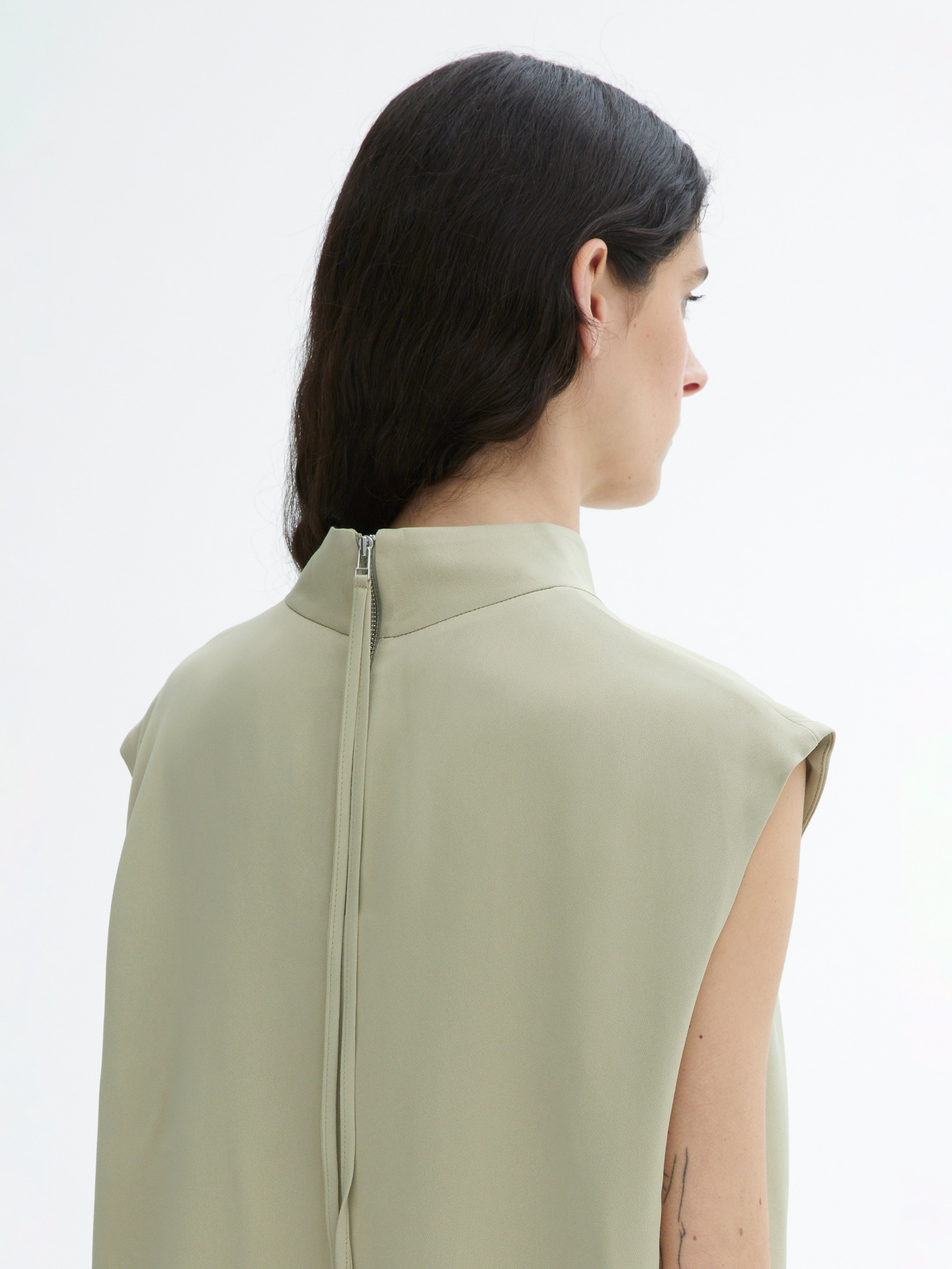 House Of Dagmar Shiny Sleeveless Top In Slate Green