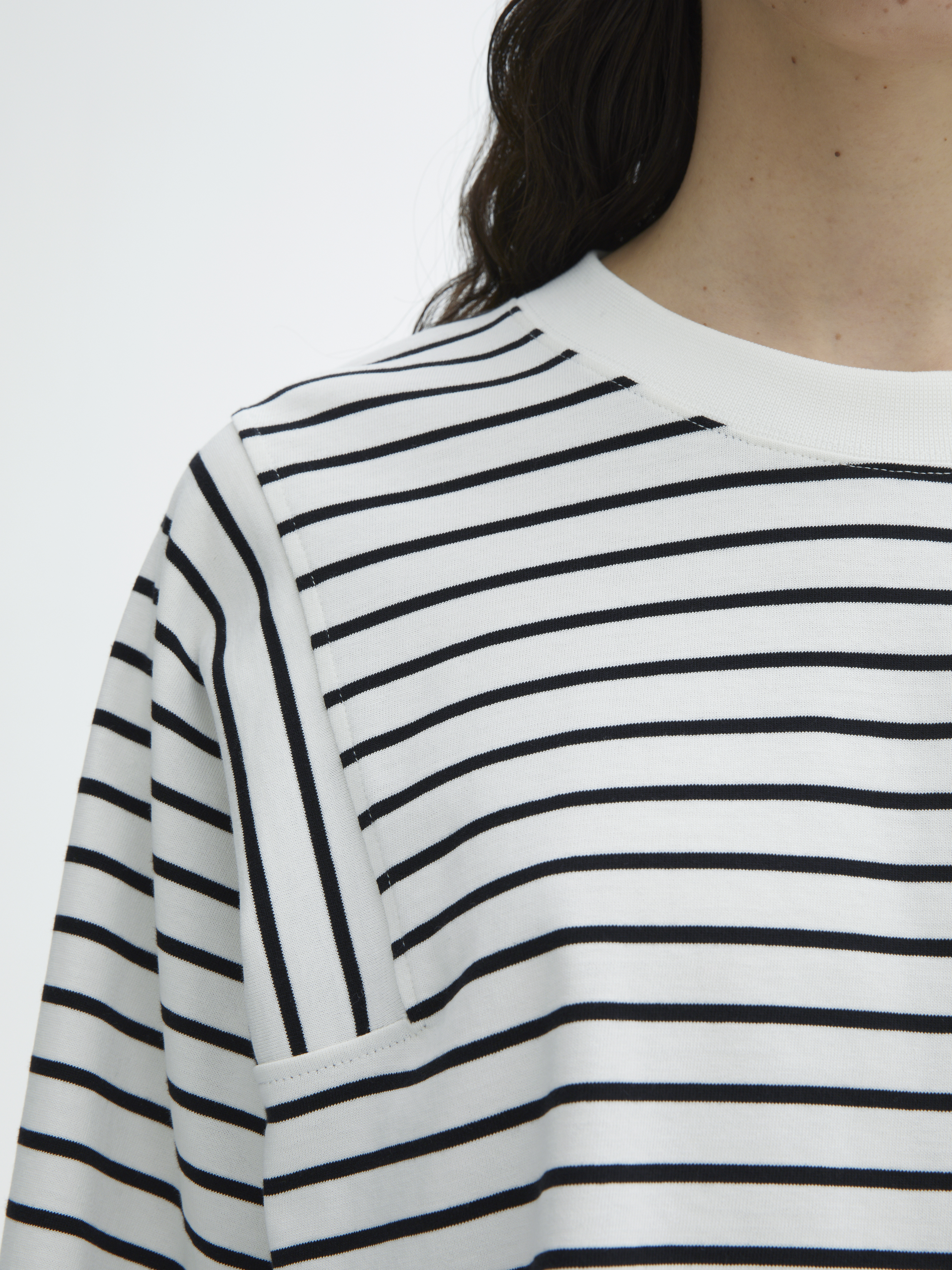 House Of Dagmar Cropped Long Sleeve In Black Stripe