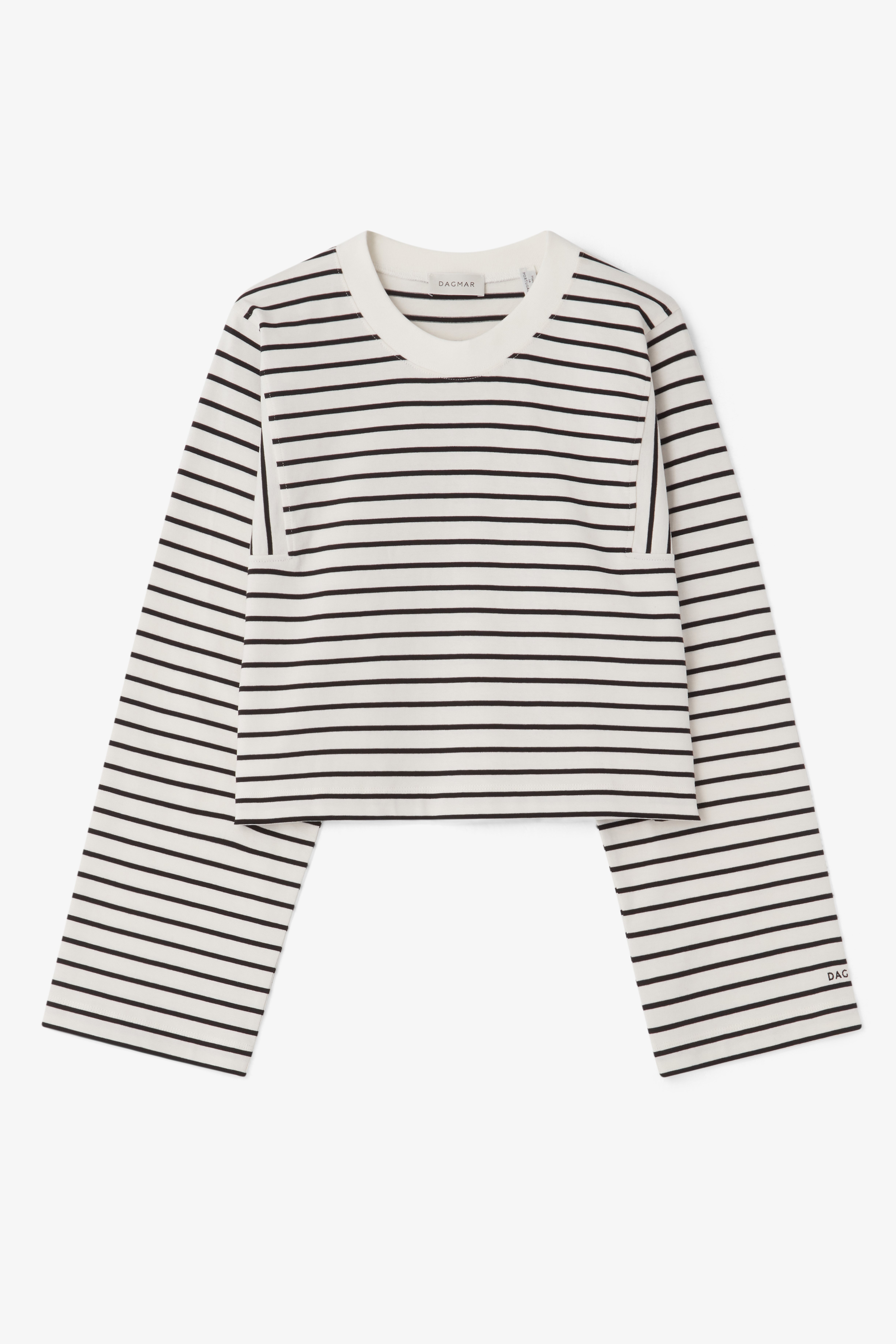 House Of Dagmar Cropped Long Sleeve In Black Stripe
