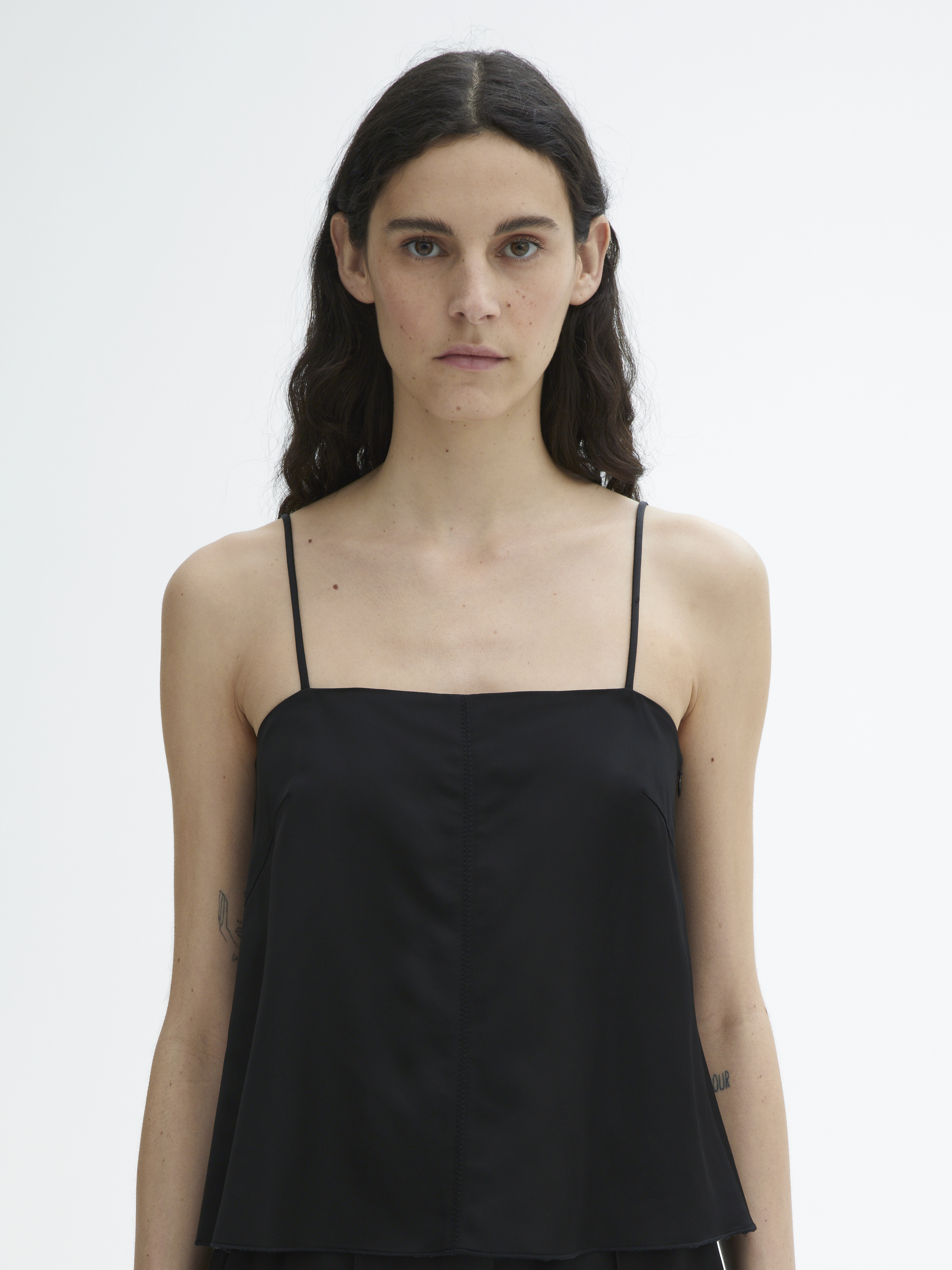 House Of Dagmar Shiny Strap Top In Black