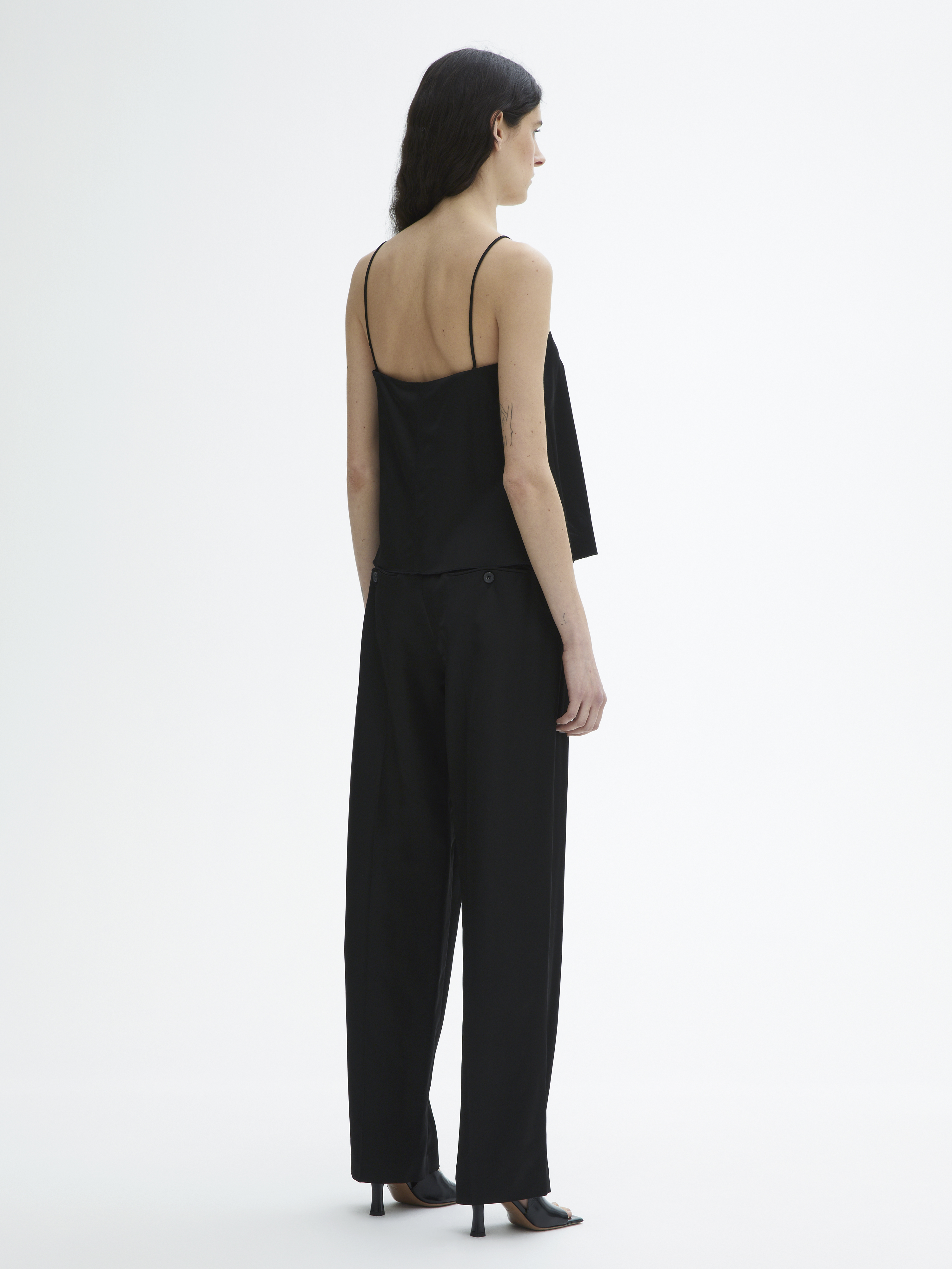 House Of Dagmar Shiny Strap Top In Black