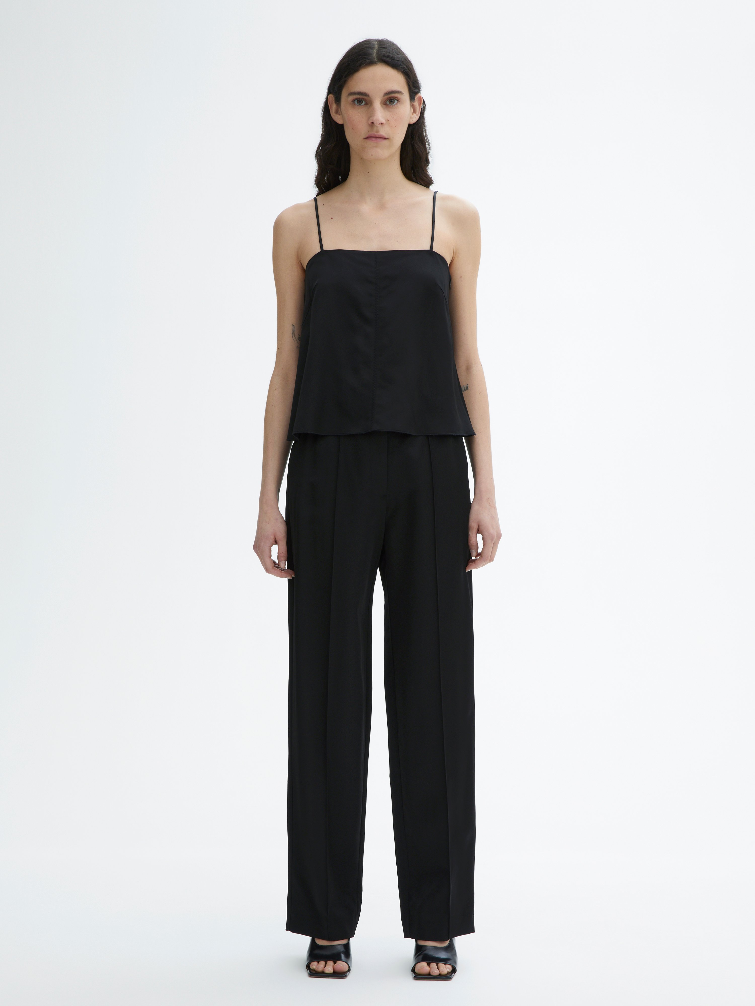House Of Dagmar Shiny Strap Top In Black