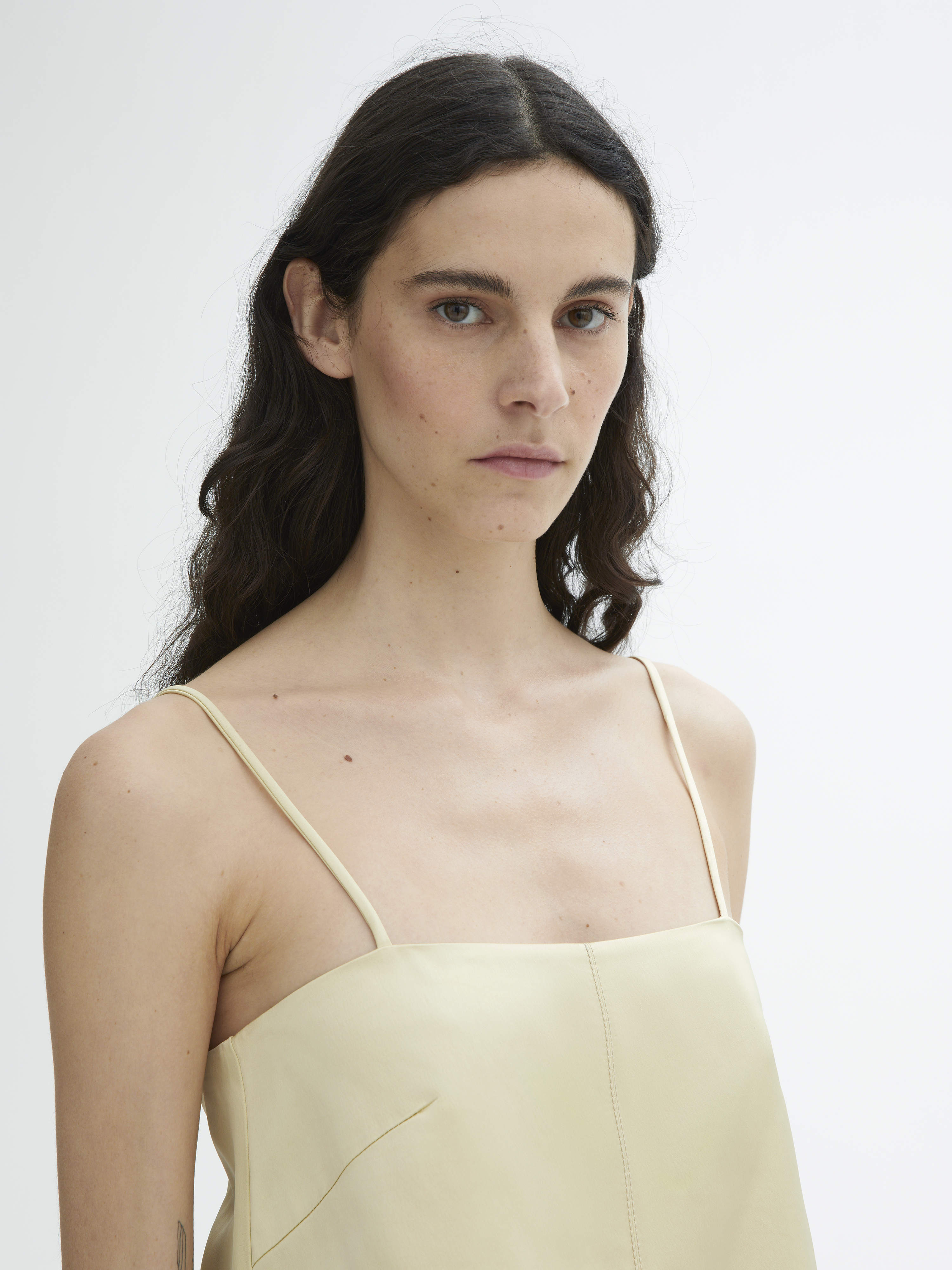 House Of Dagmar Shiny Strap Top In Buttercream Yellow