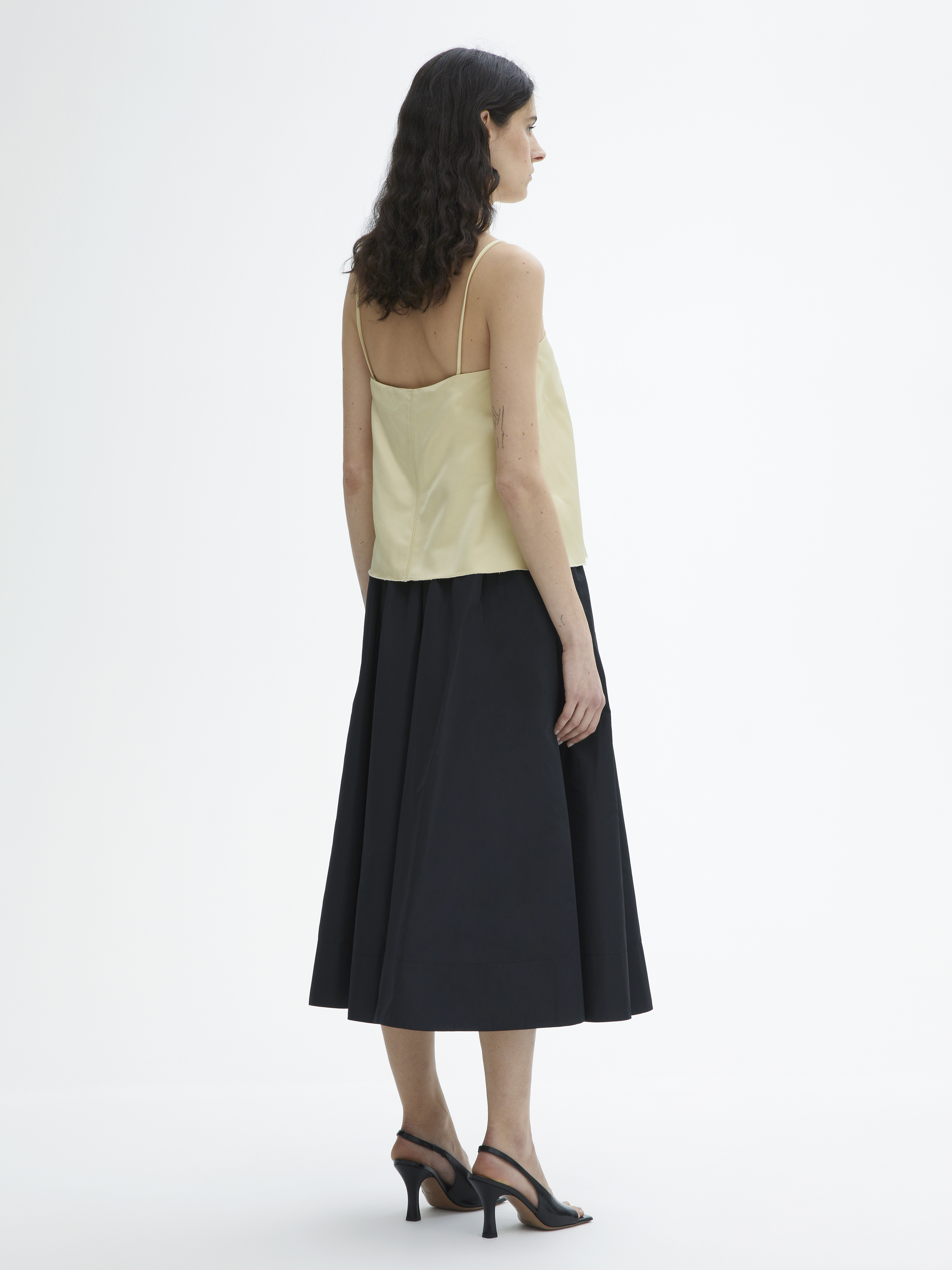House Of Dagmar Shiny Strap Top In Buttercream Yellow