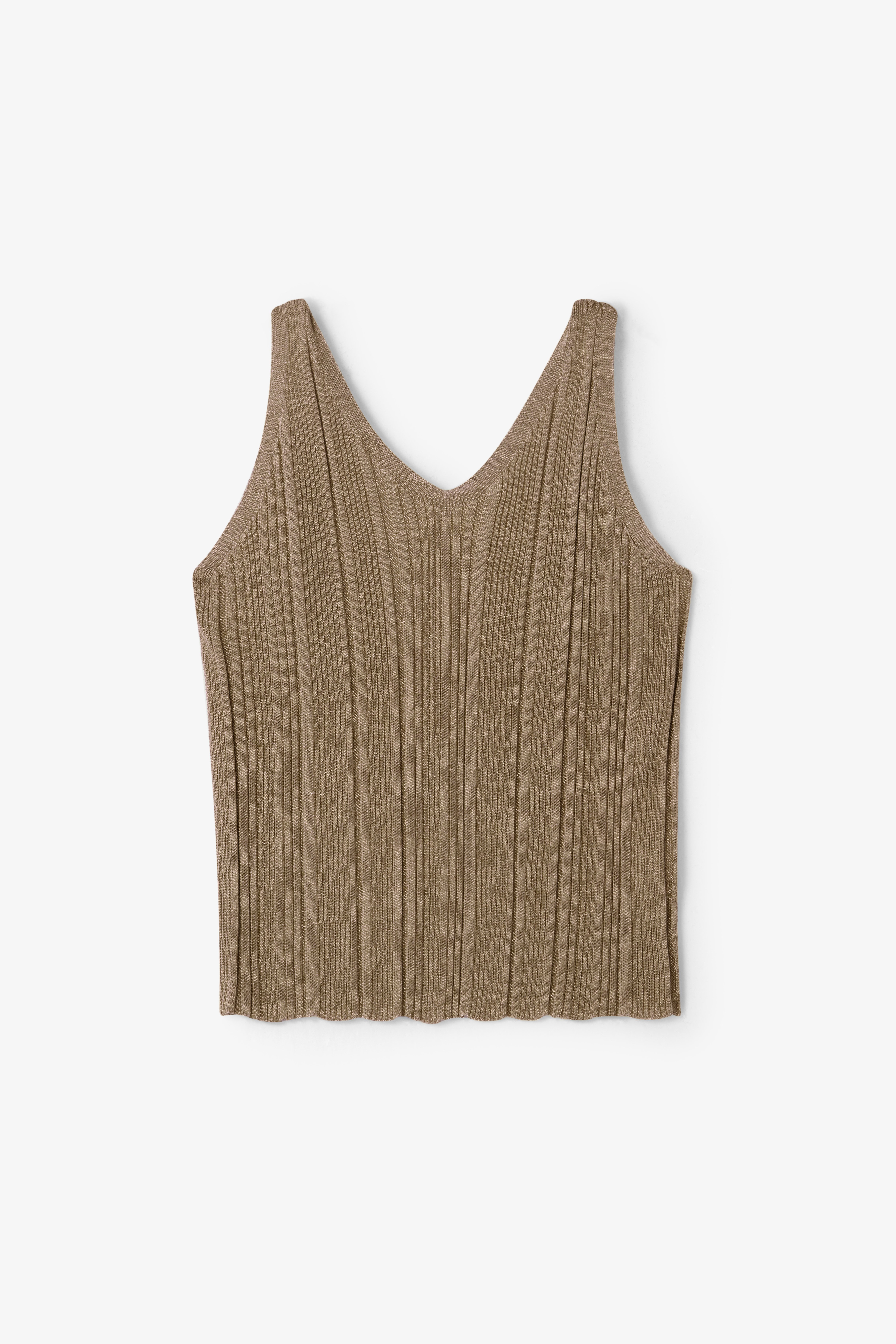 House Of Dagmar Metallic Knit Top In Metallic Gold