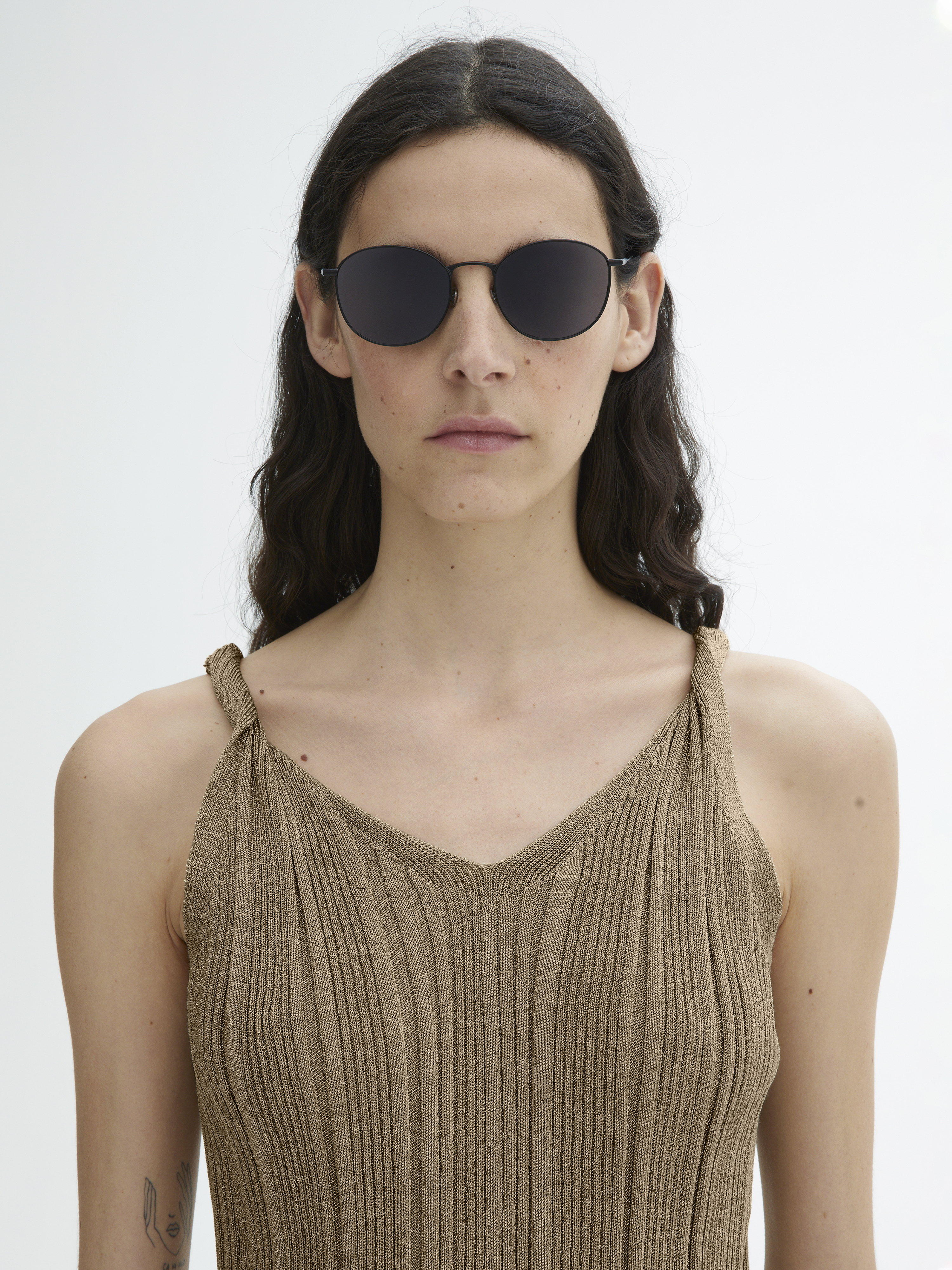 House Of Dagmar Metallic Knit Top In Metallic Gold