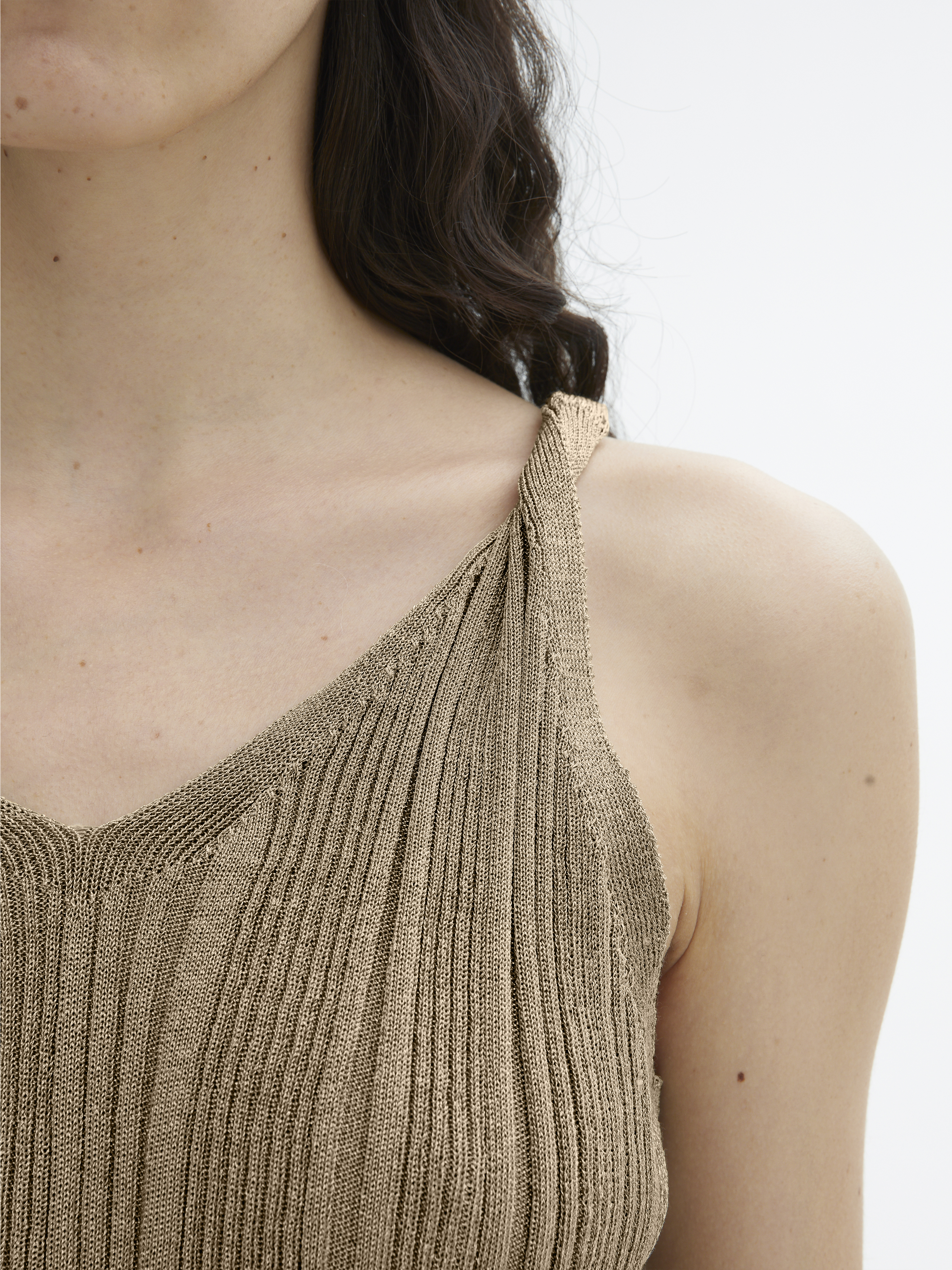 House Of Dagmar Metallic Knit Top In Metallic Gold