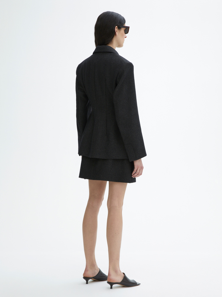 House Of Dagmar Wool Fitted Blazer In Antracite Grey