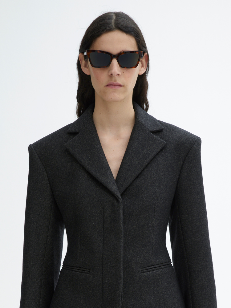 House Of Dagmar Wool Fitted Blazer In Antracite Grey