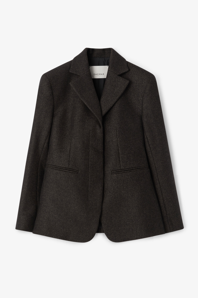 House Of Dagmar Wool Fitted Blazer In Antracite Grey