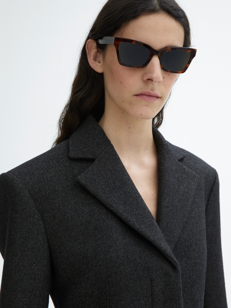 House Of Dagmar Wool Fitted Blazer In Antracite Grey