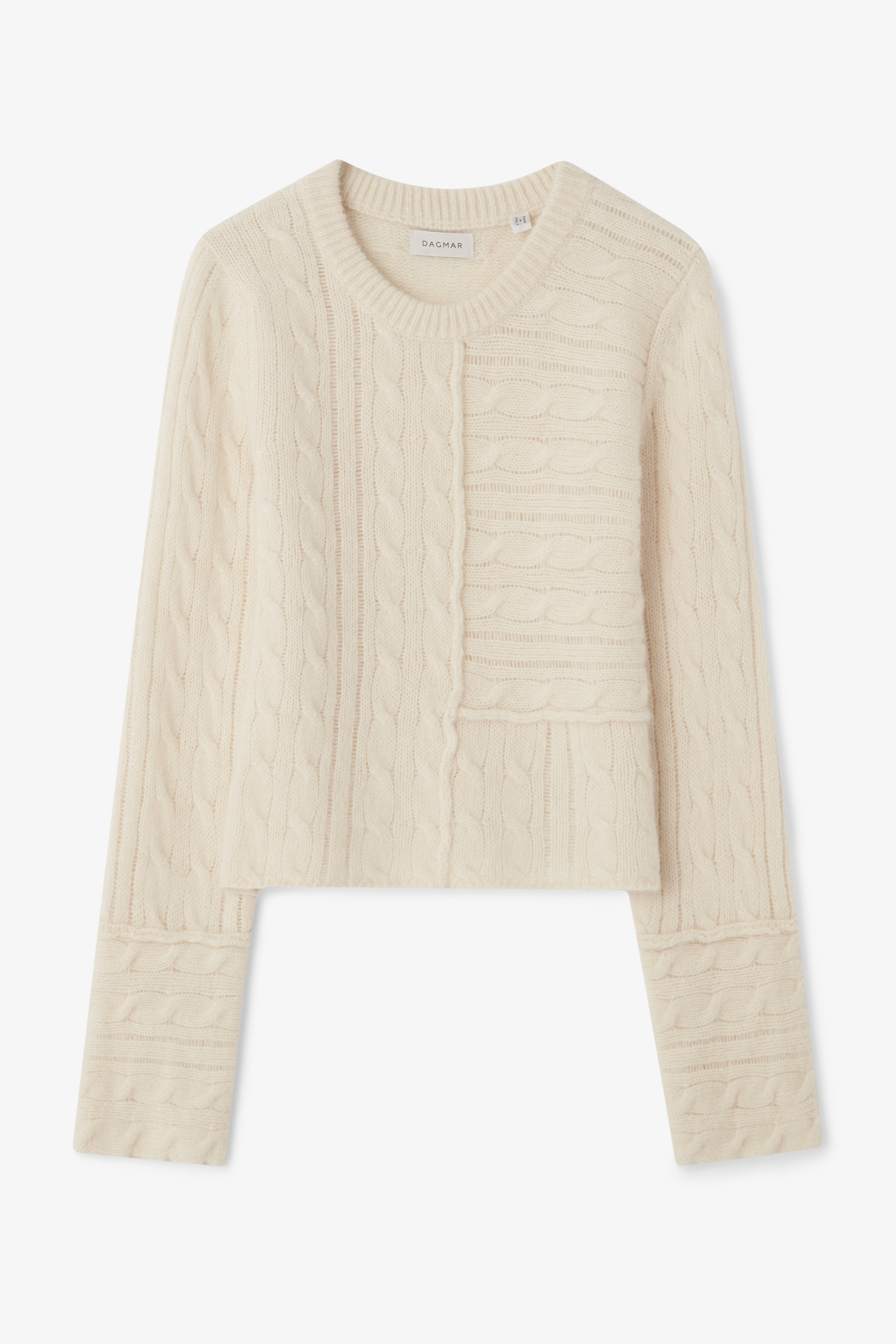 House Of Dagmar Cable Knit Crewneck In White