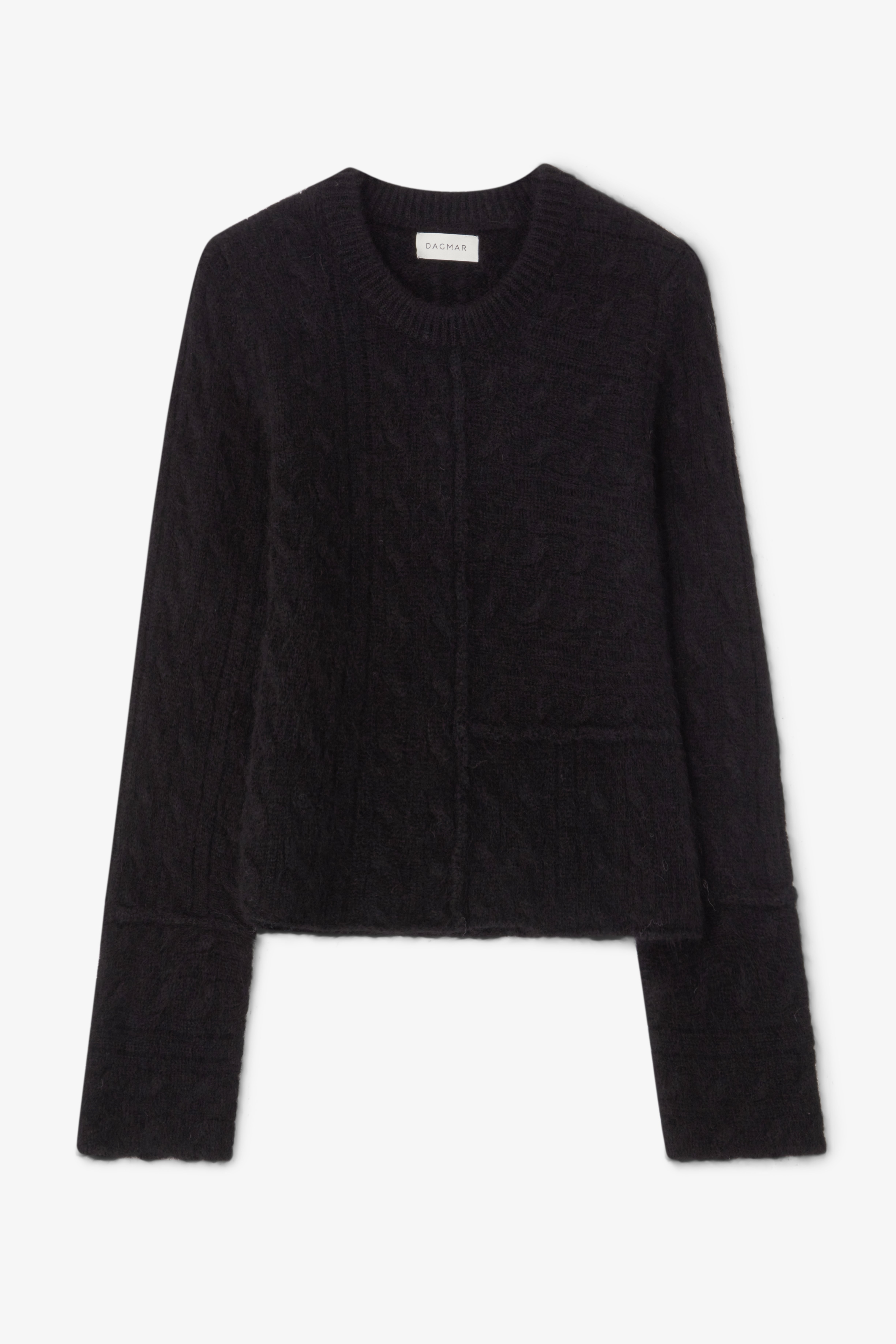 House Of Dagmar Cable Knit Crewneck In Black