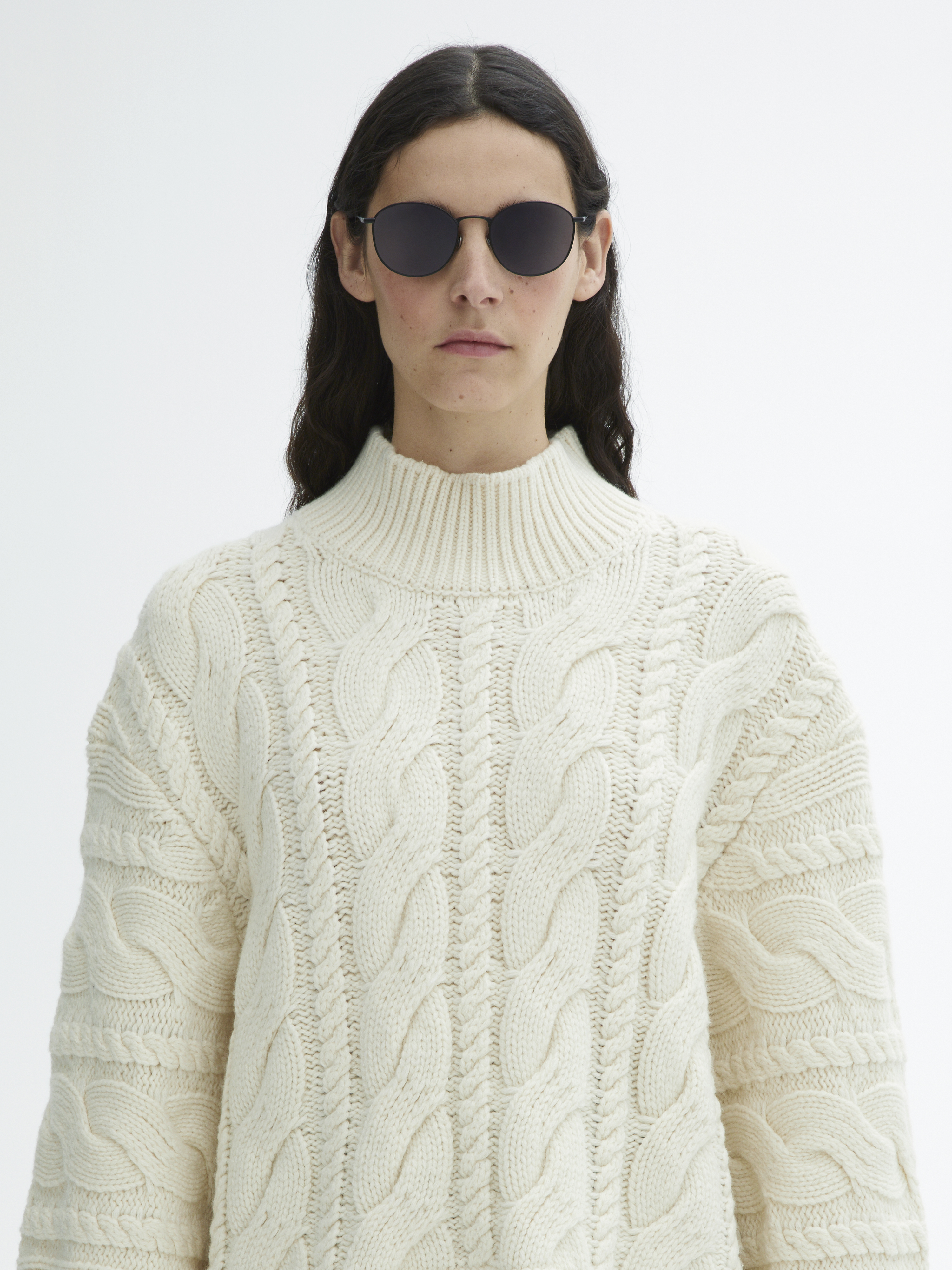 House Of Dagmar Cable Knit Sweater In White