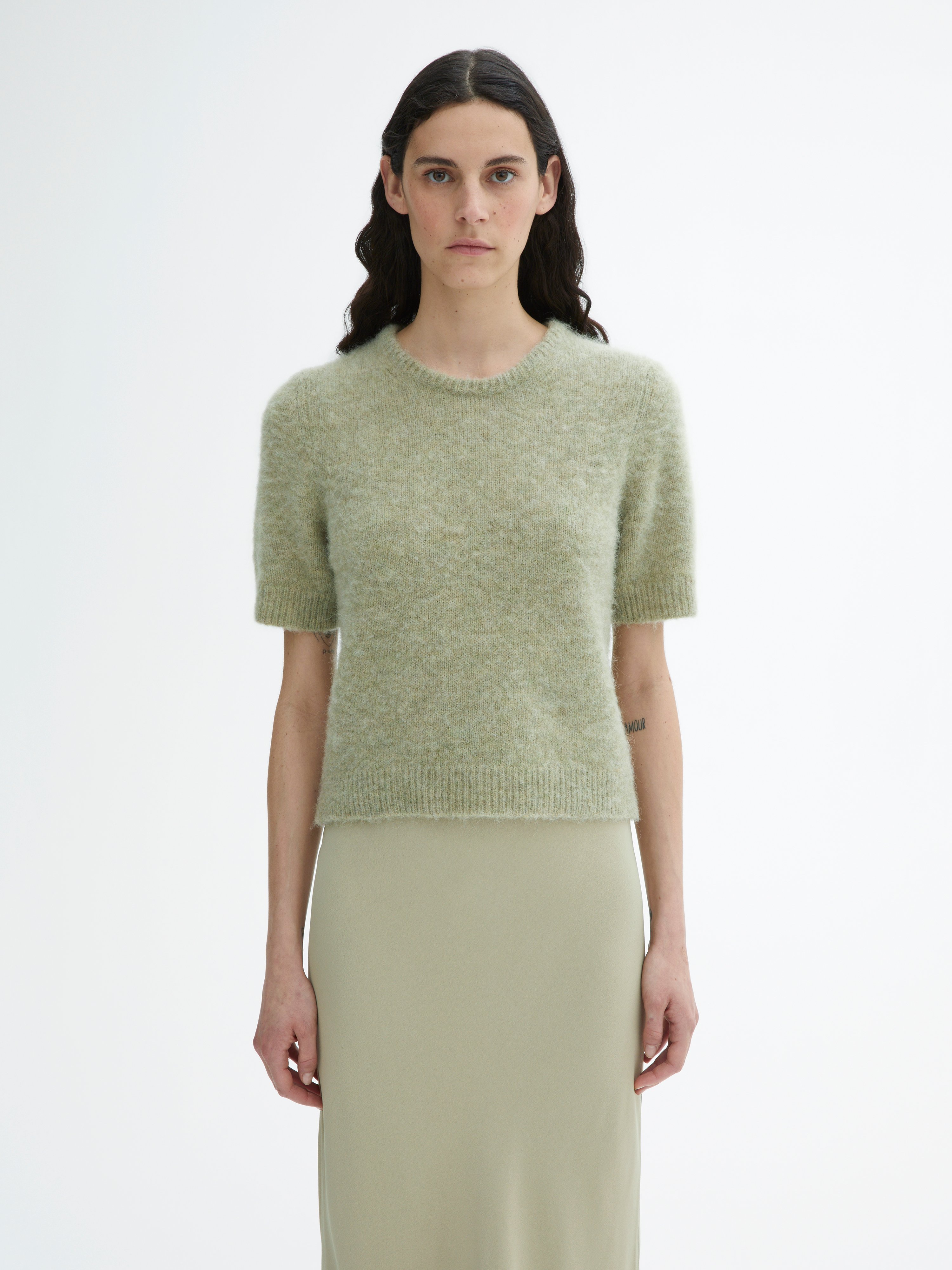 House Of Dagmar Brushed Alpaca Top In Sage Green