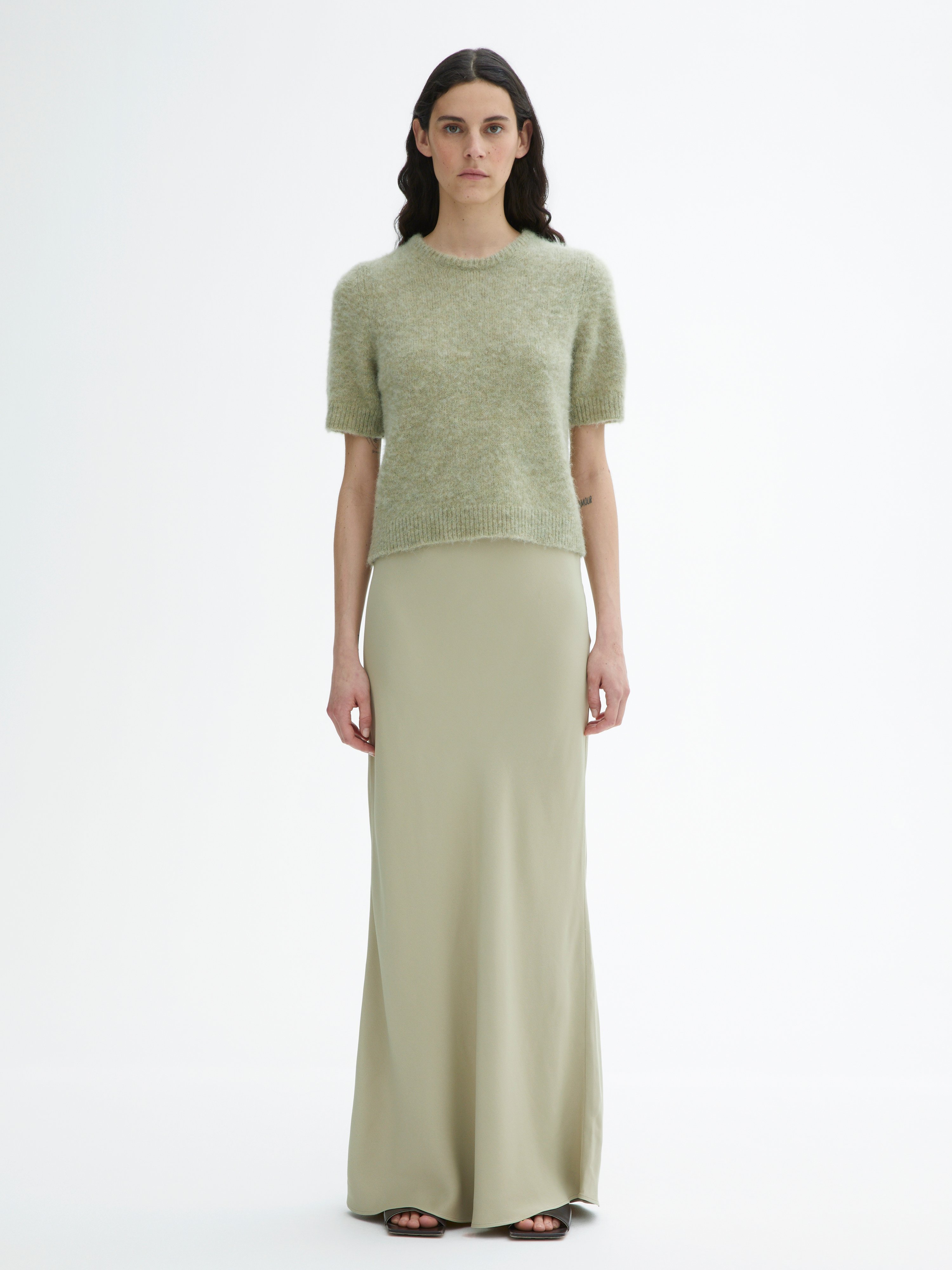 House Of Dagmar Brushed Alpaca Top In Sage Green
