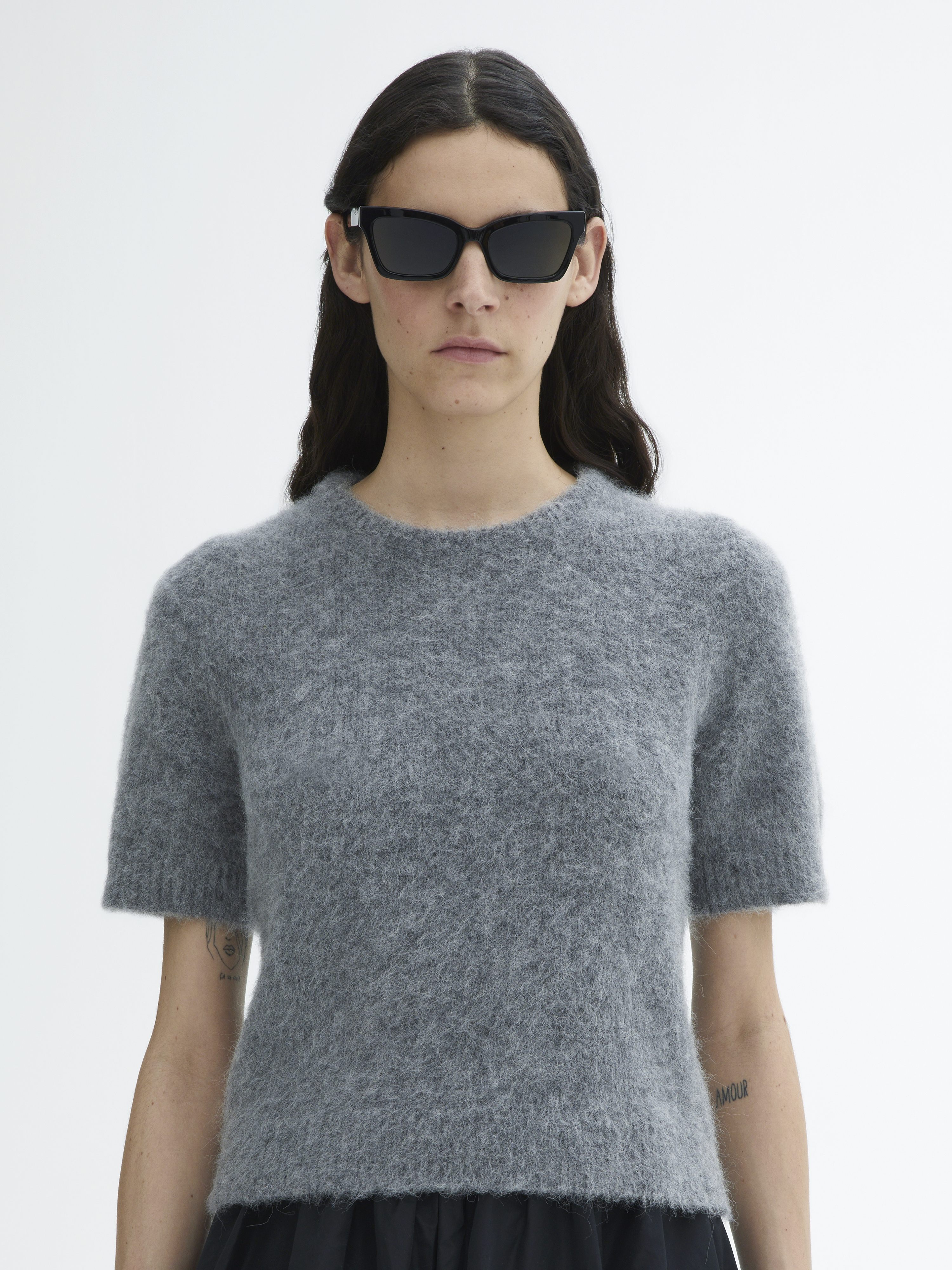 House Of Dagmar Brushed Alpaca Top In Dark Grey
