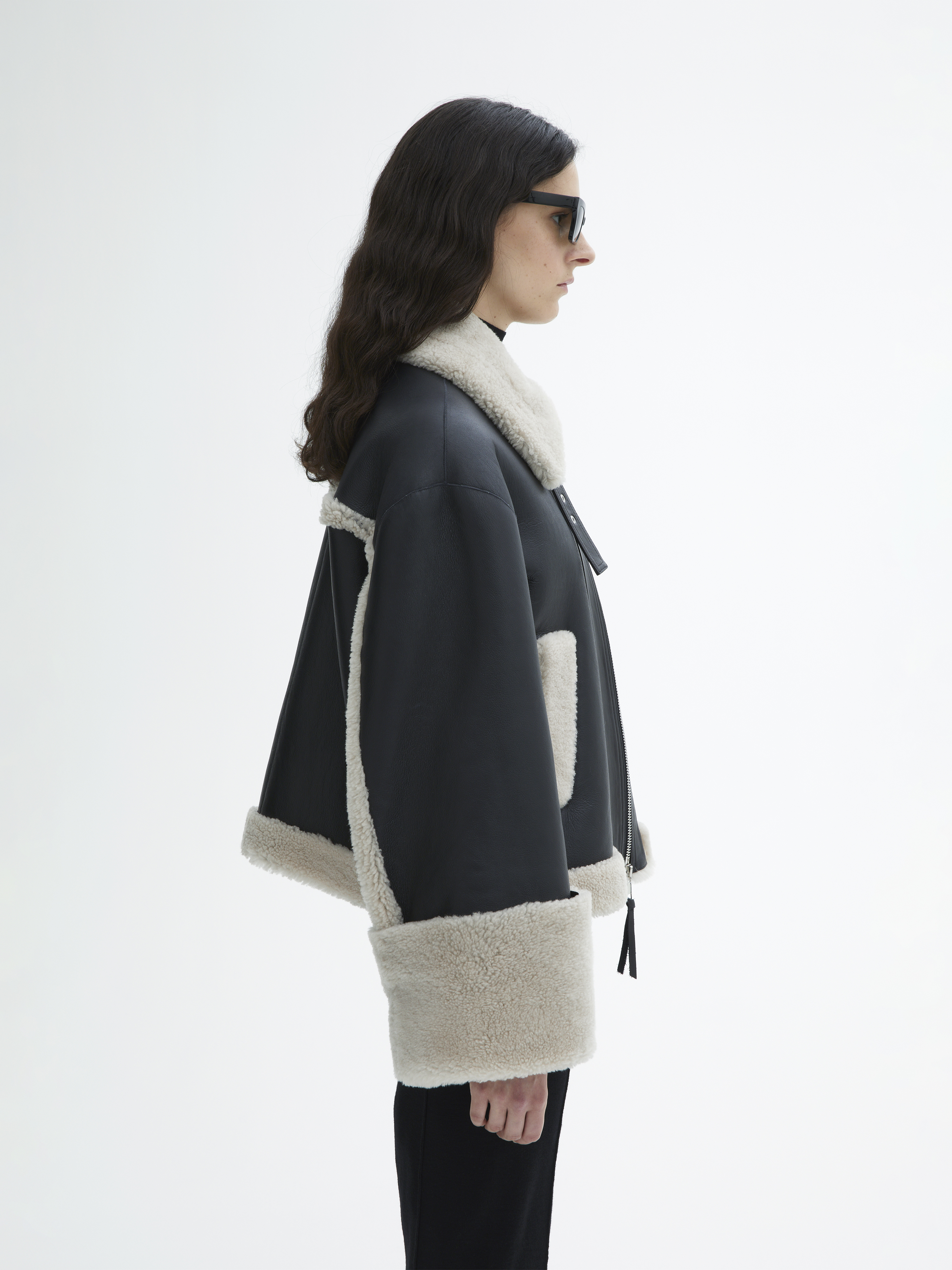 House Of Dagmar Short Shearling In Black