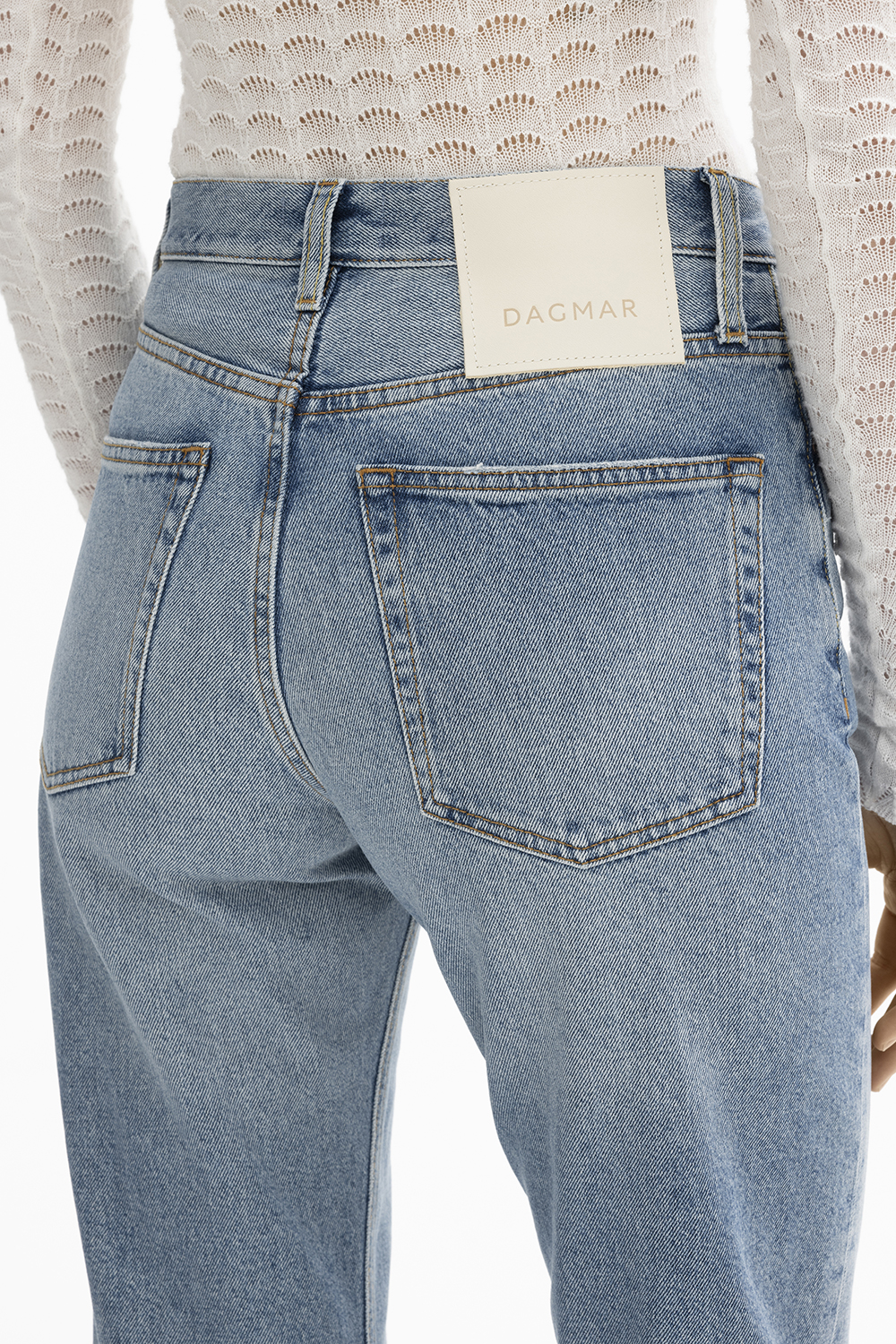 Shop House Of Dagmar Straight Leg Denim In Light Blue