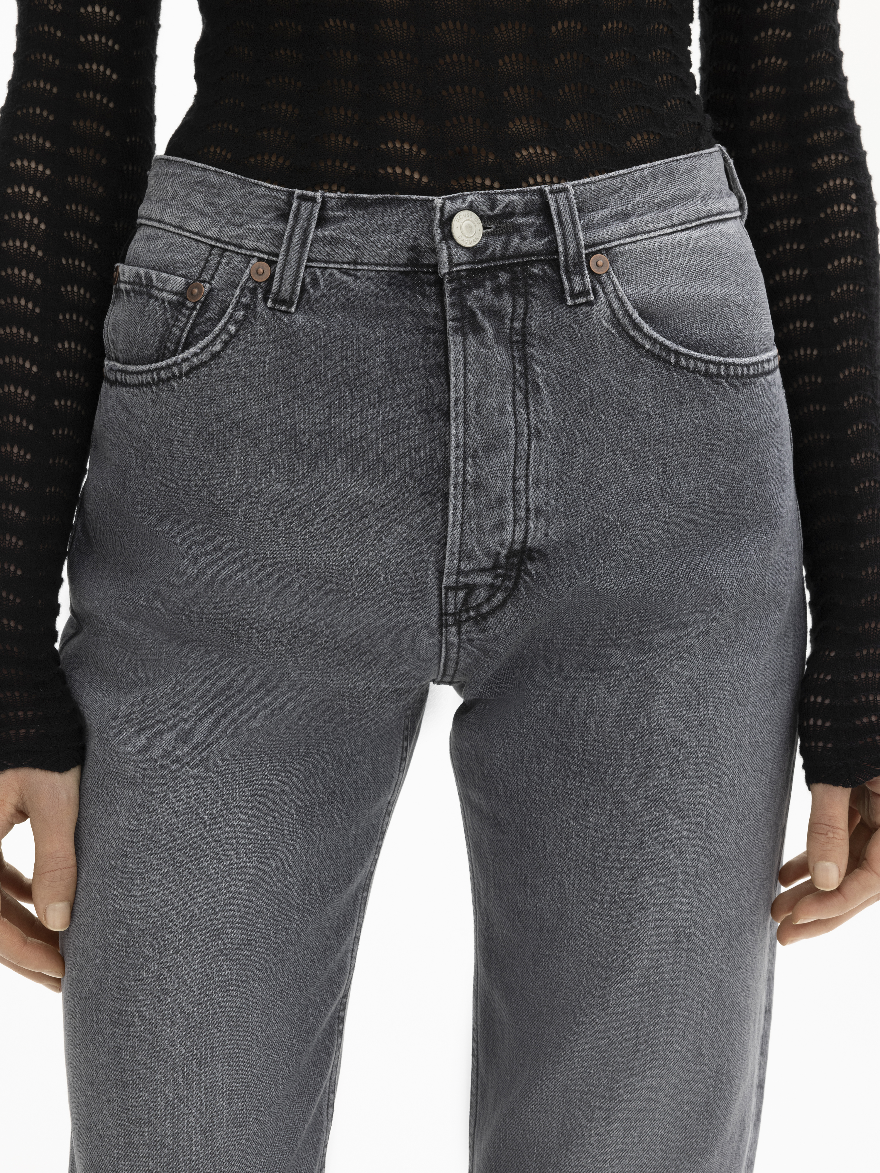 House Of Dagmar Straight Leg Denim In Grey