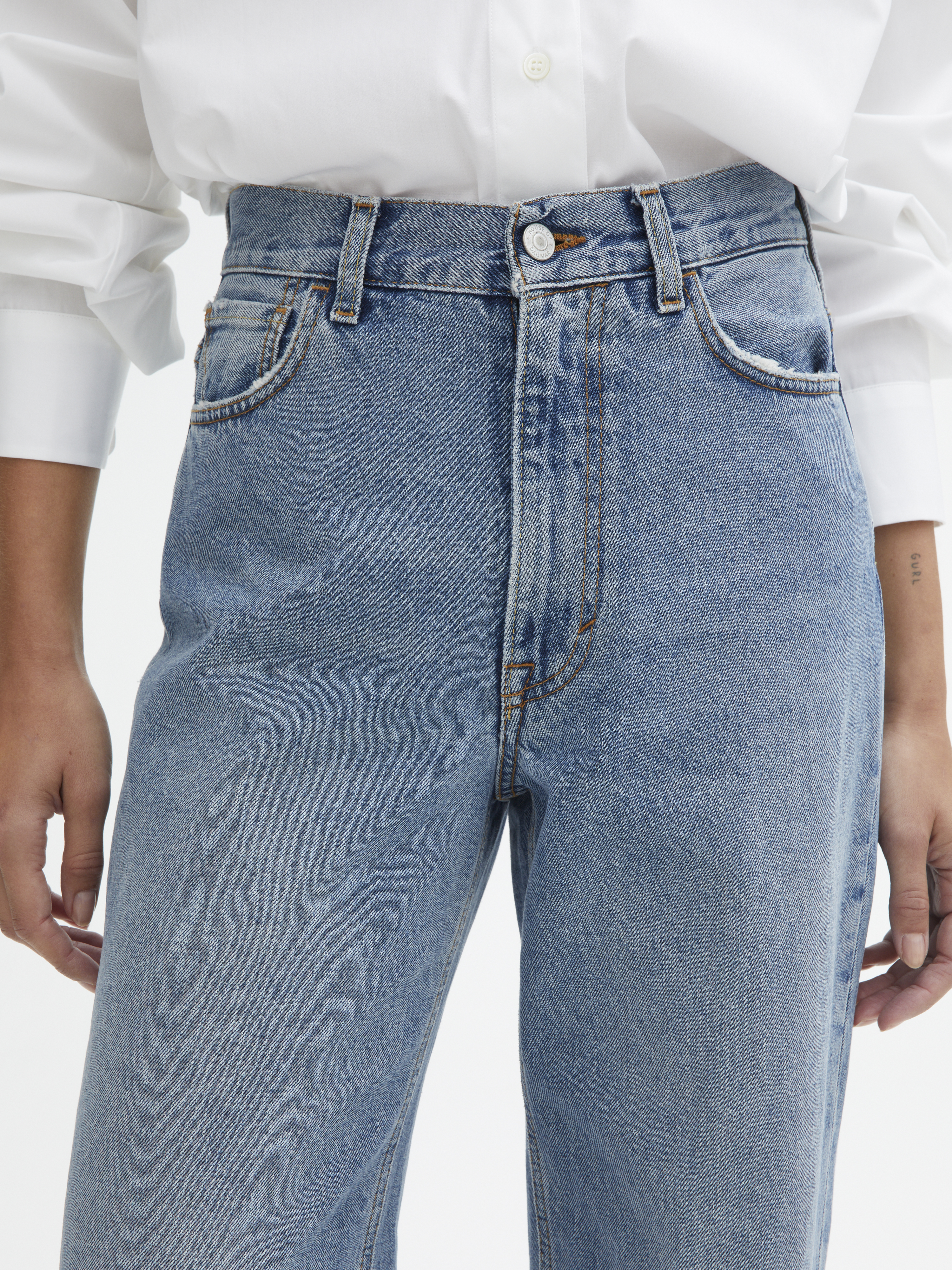 House Of Dagmar Wide Leg Denim In Light Blue