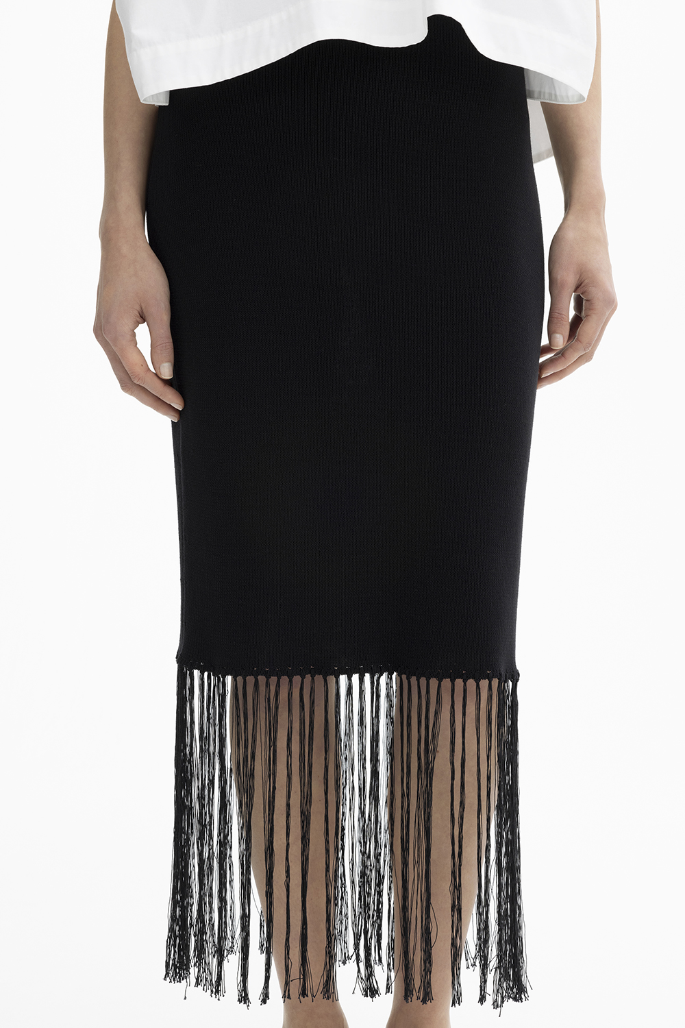 House Of Dagmar Fringe Skirt In Black