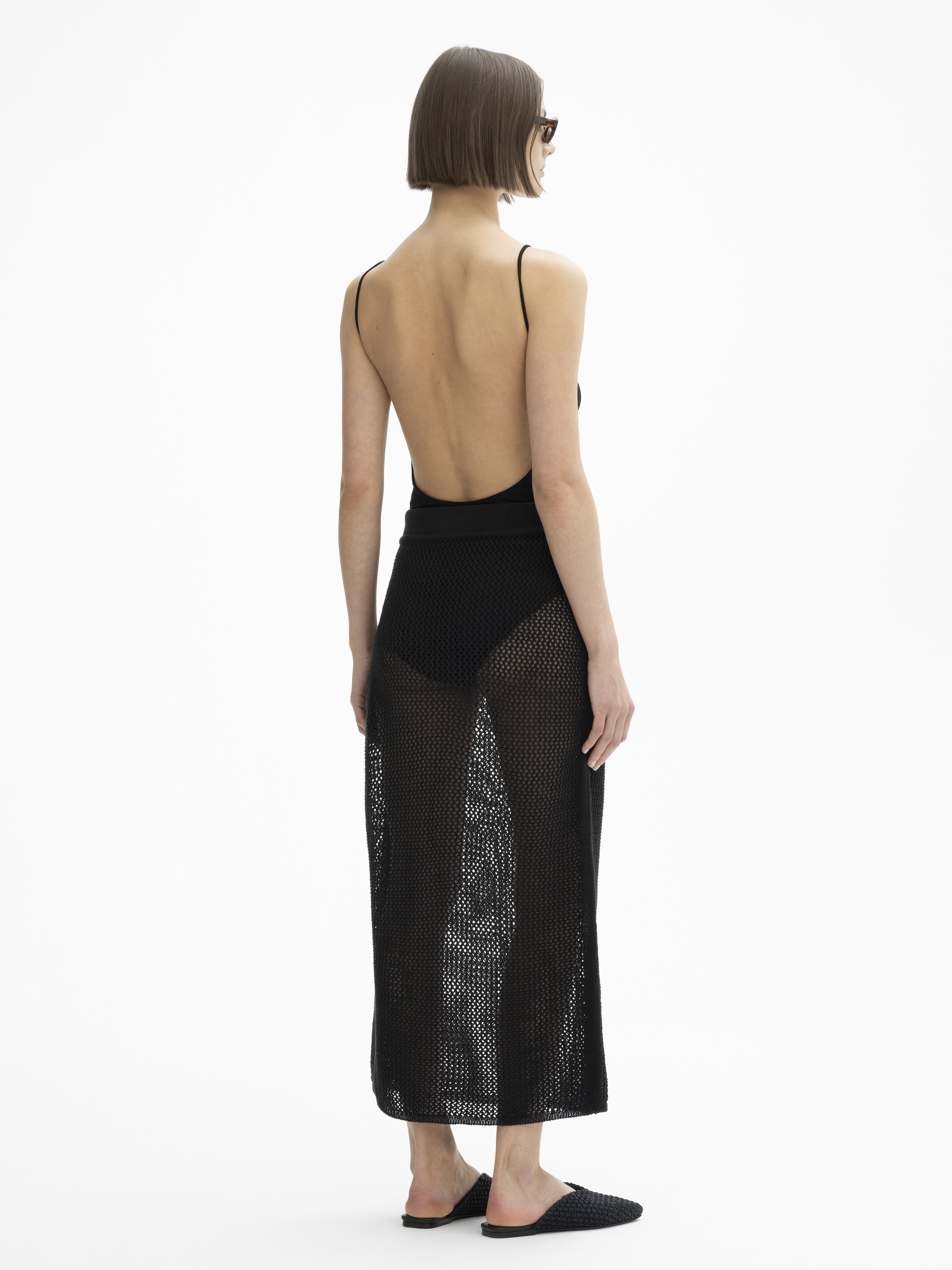 House Of Dagmar Crochet Skirt In Black