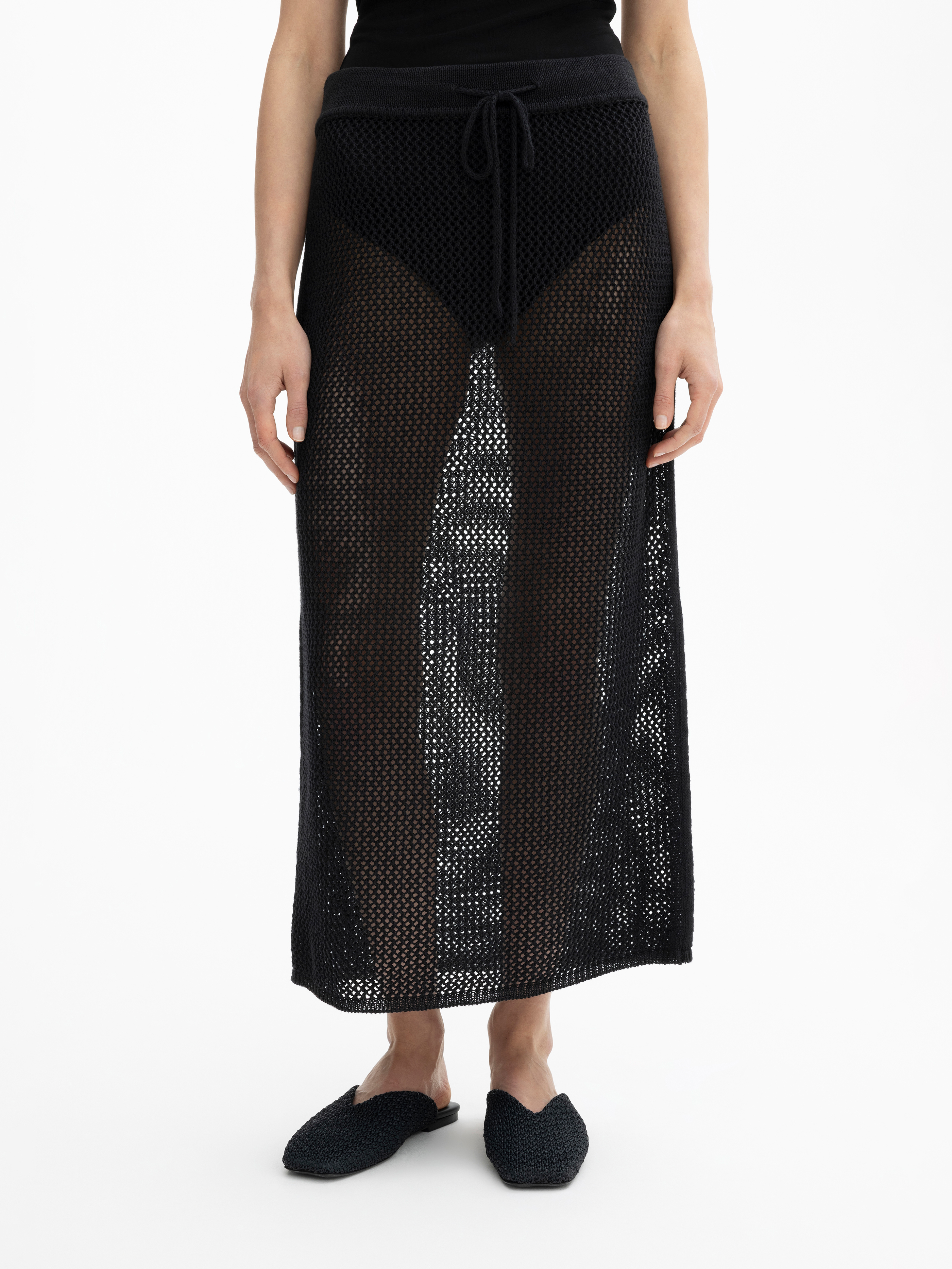 House Of Dagmar Crochet Skirt In Black