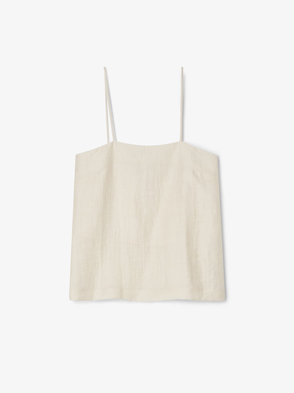 House Of Dagmar Linen Strap Top In Vanilla White
