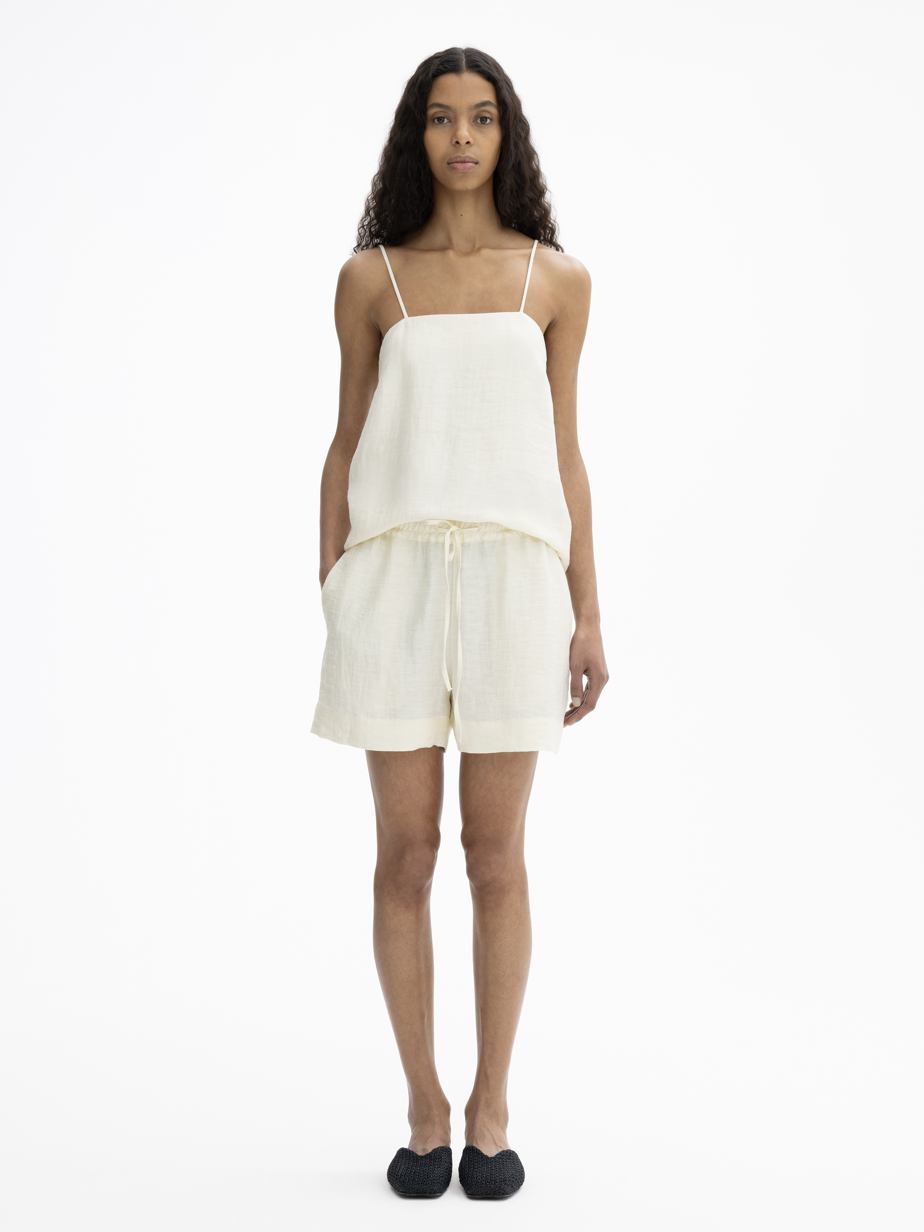 Shop House Of Dagmar Drawstring Shorts In Vanilla White