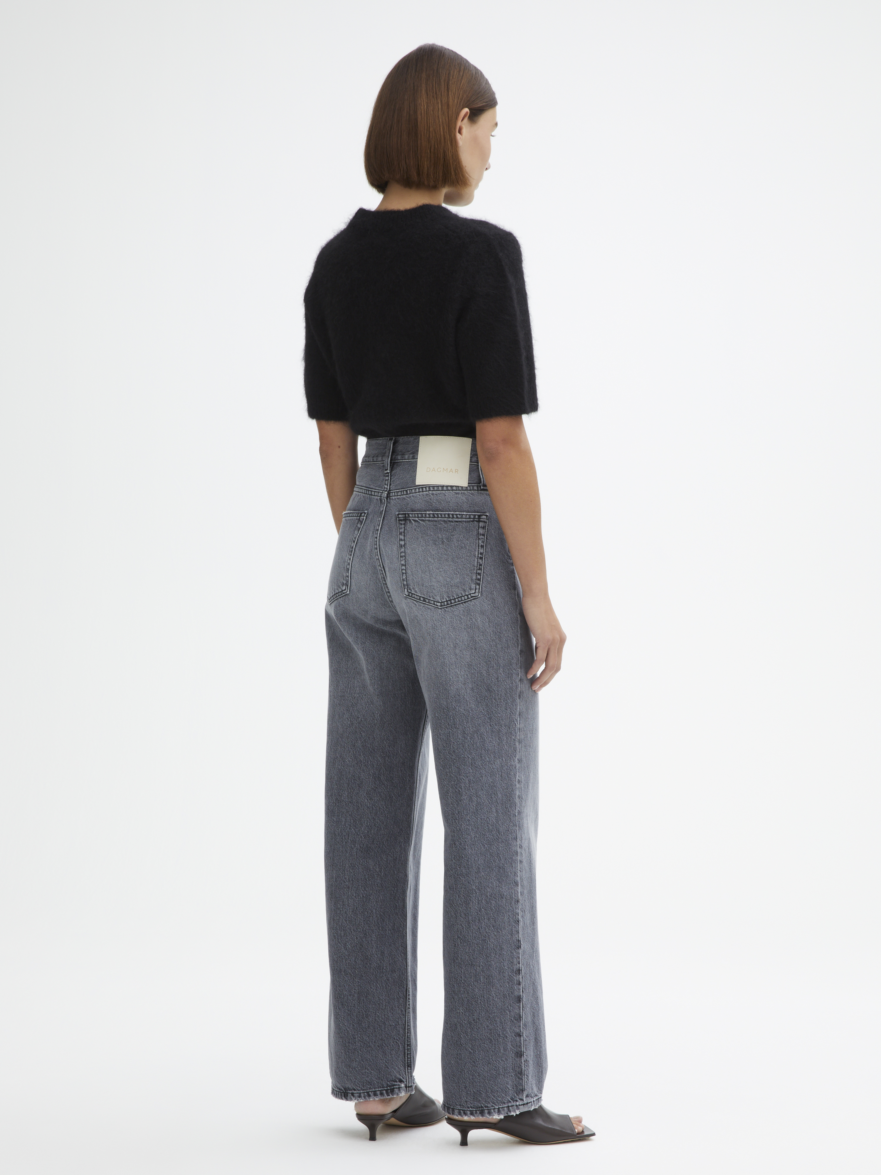 House Of Dagmar Wide Leg Denim In Light Grey