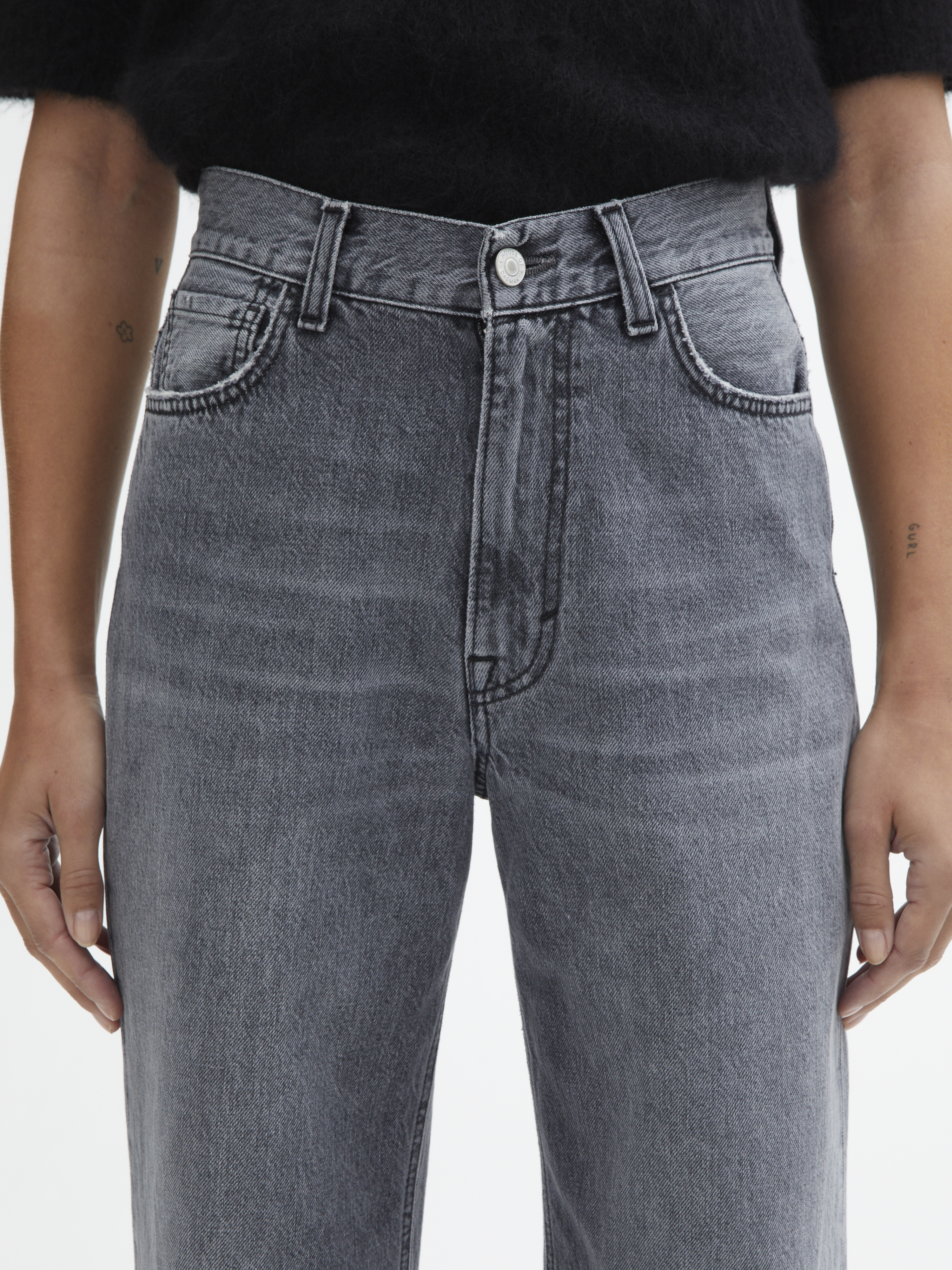 House Of Dagmar Wide Leg Denim In Light Grey