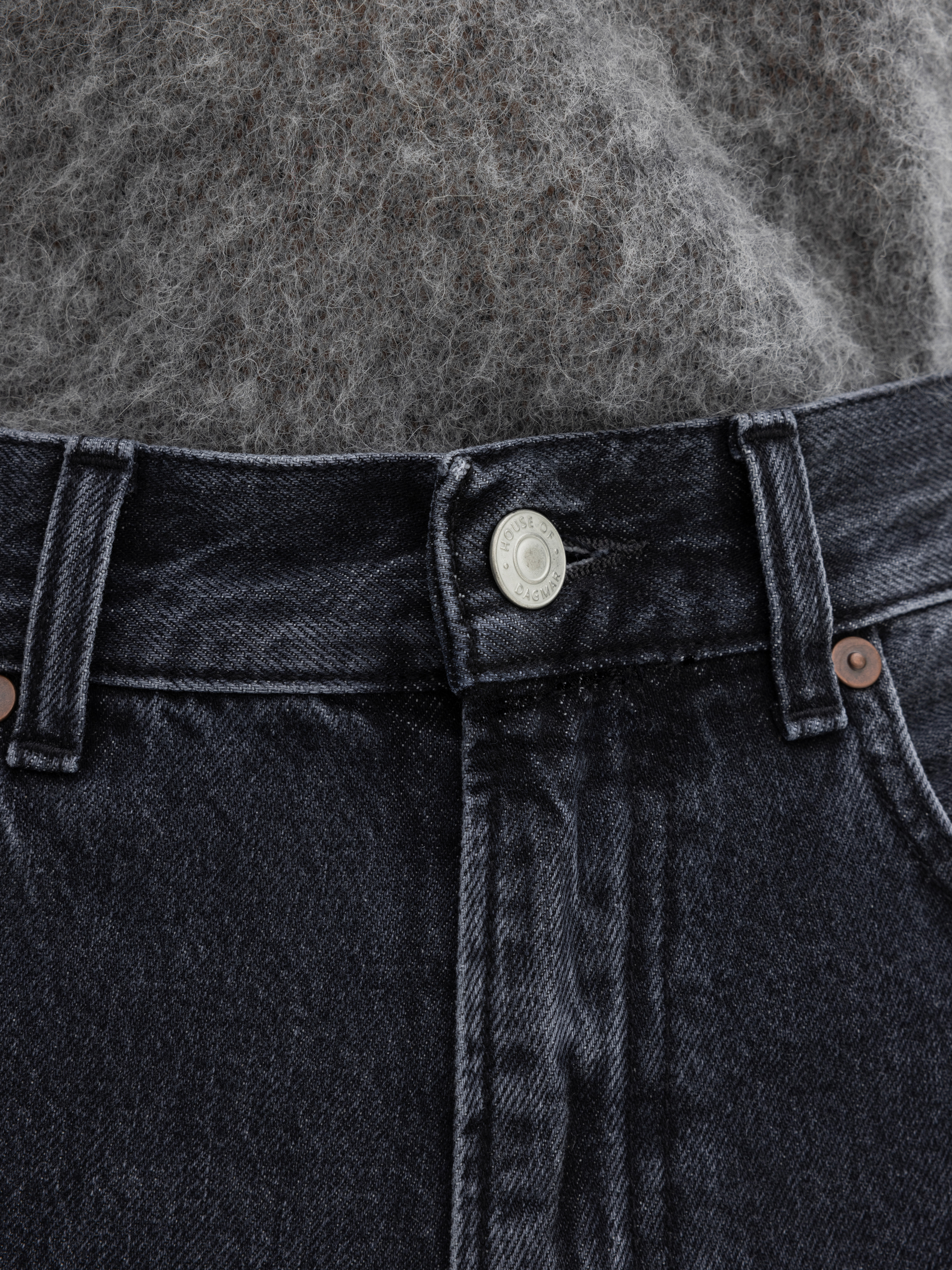 House Of Dagmar Wide Leg Denim In Dark Grey