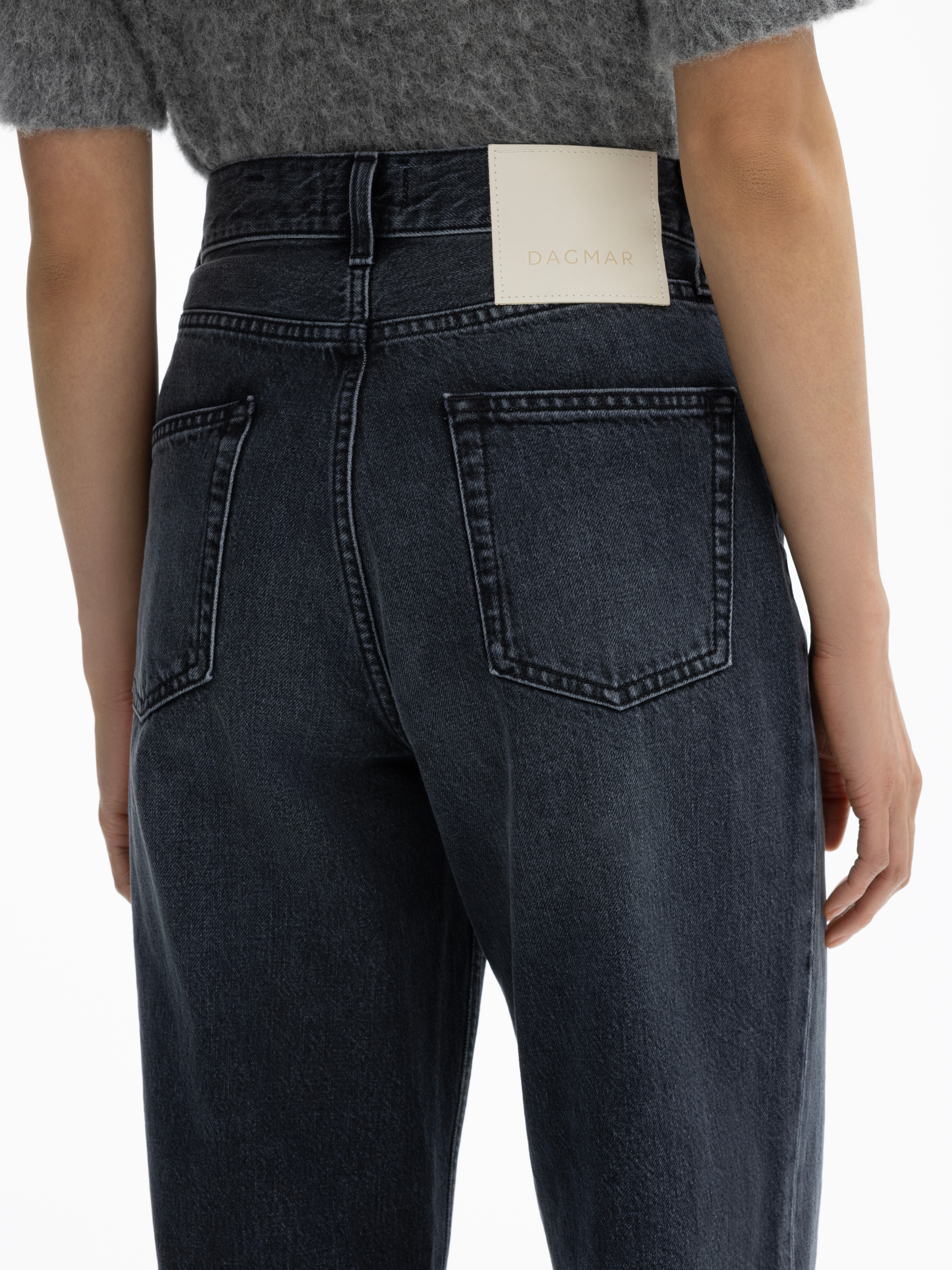 House Of Dagmar Wide Leg Denim In Dark Grey