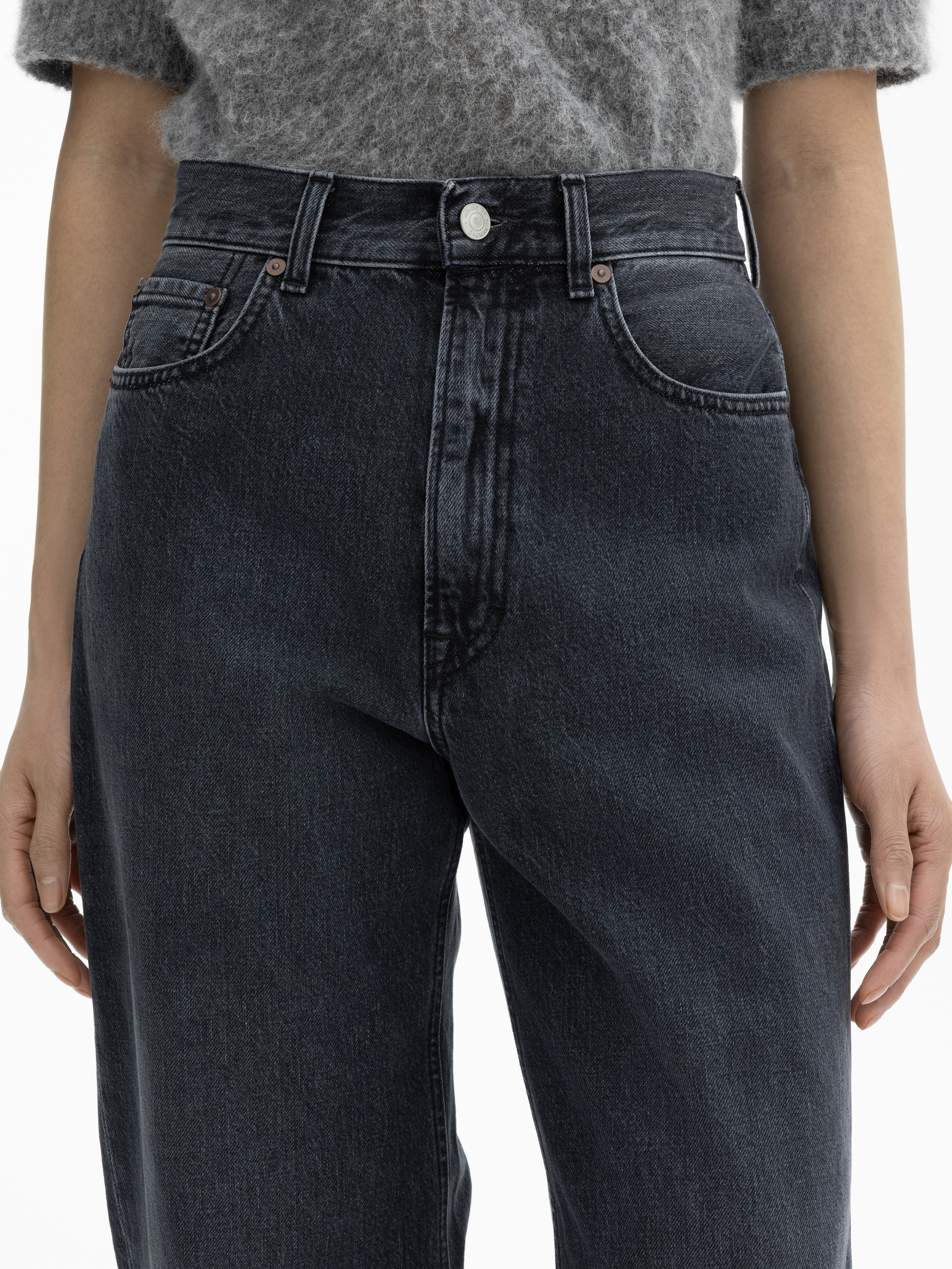 House Of Dagmar Wide Leg Denim In Dark Grey