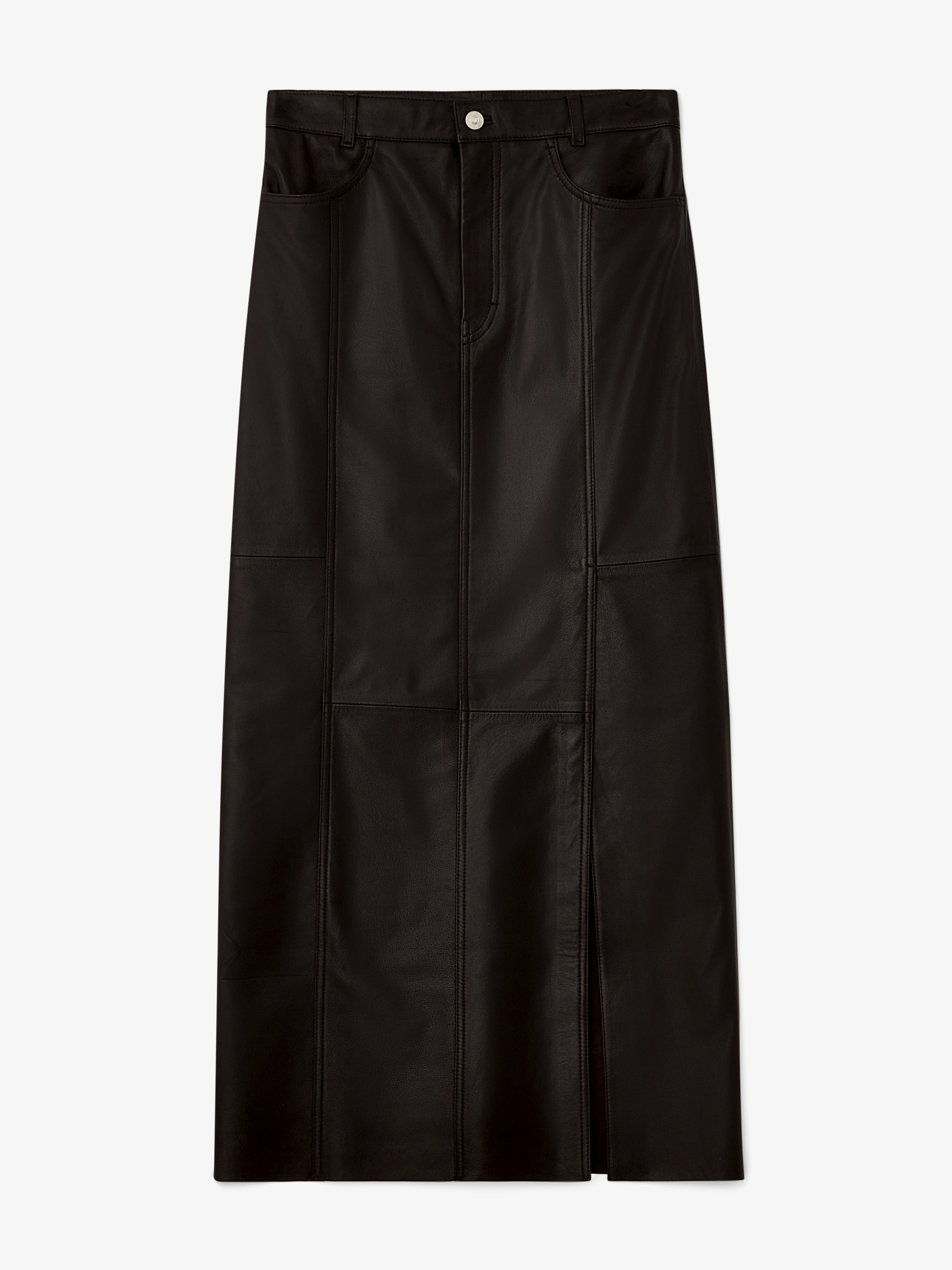 House Of Dagmar Maxi Leather Skirt In Chocolate Brown