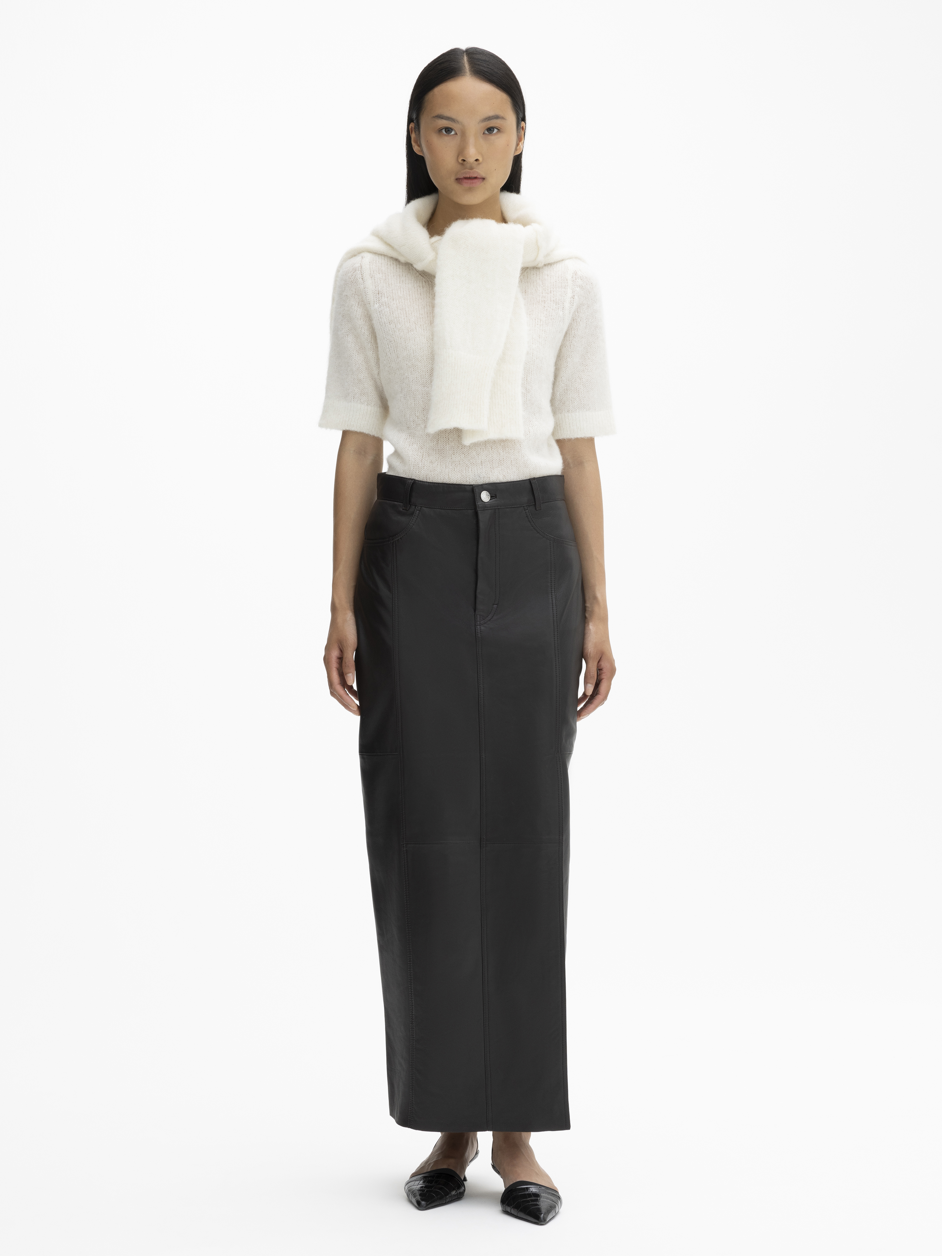 House Of Dagmar Maxi Leather Skirt In Chocolate Brown