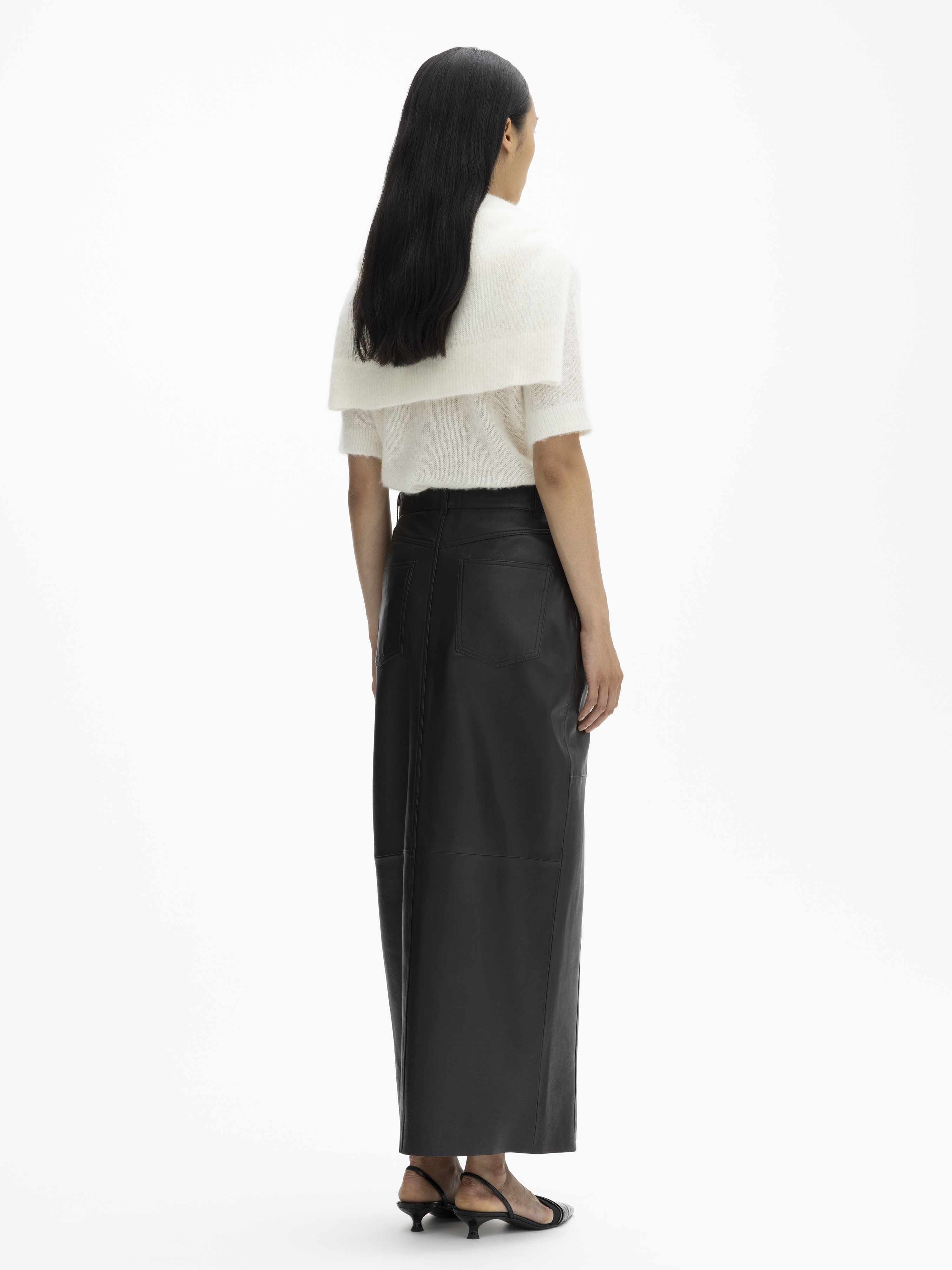 House Of Dagmar Maxi Leather Skirt In Chocolate Brown