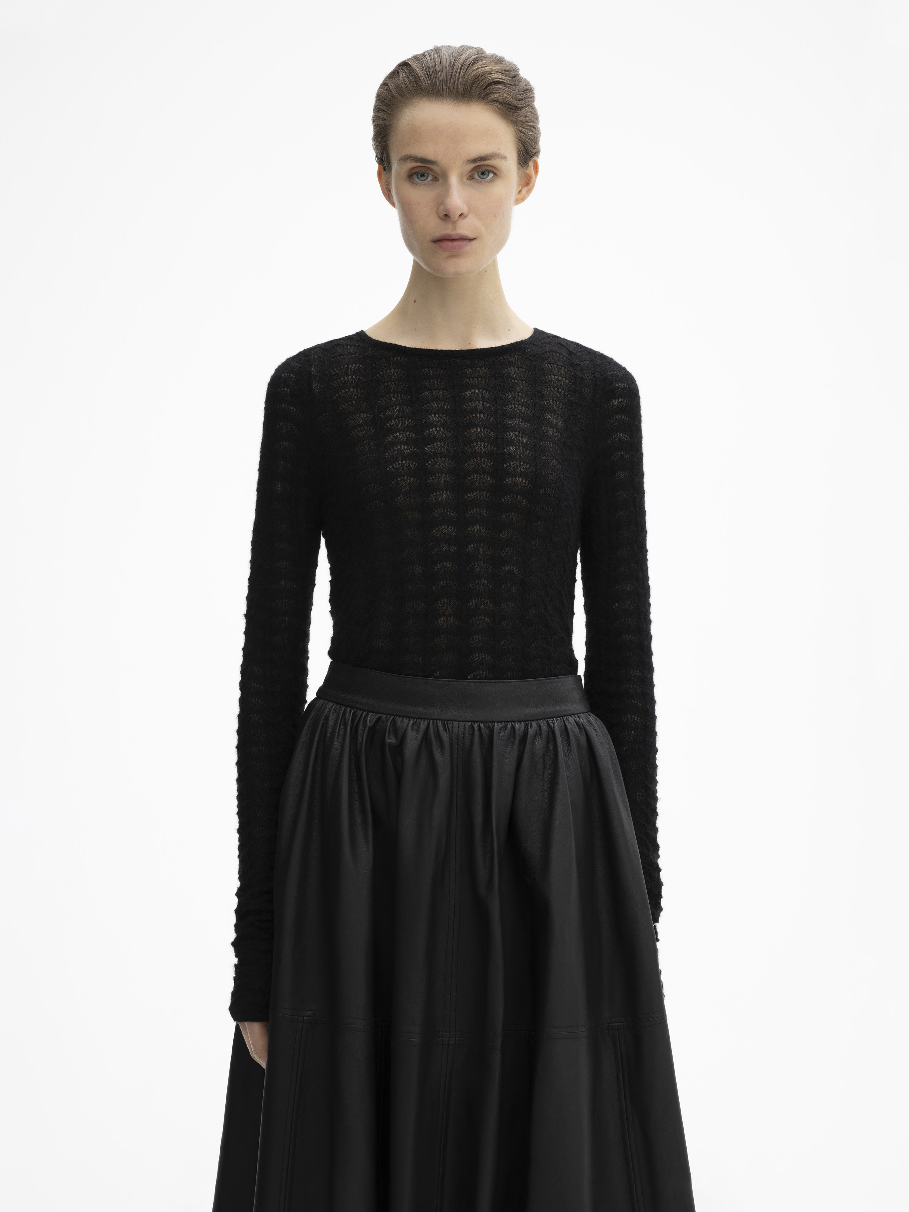 House Of Dagmar Wool Lace Top In Black