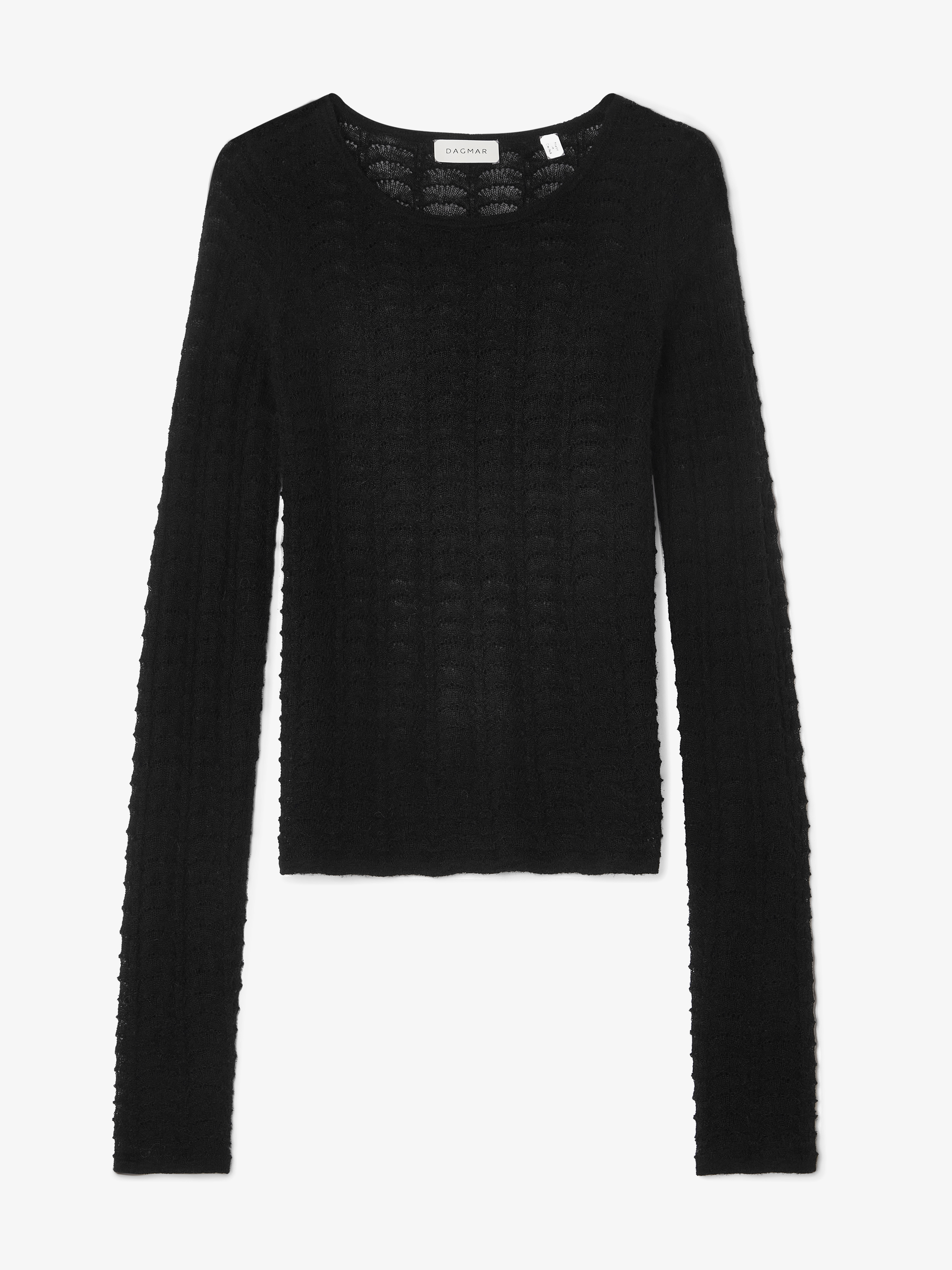 House Of Dagmar Wool Lace Top In Black