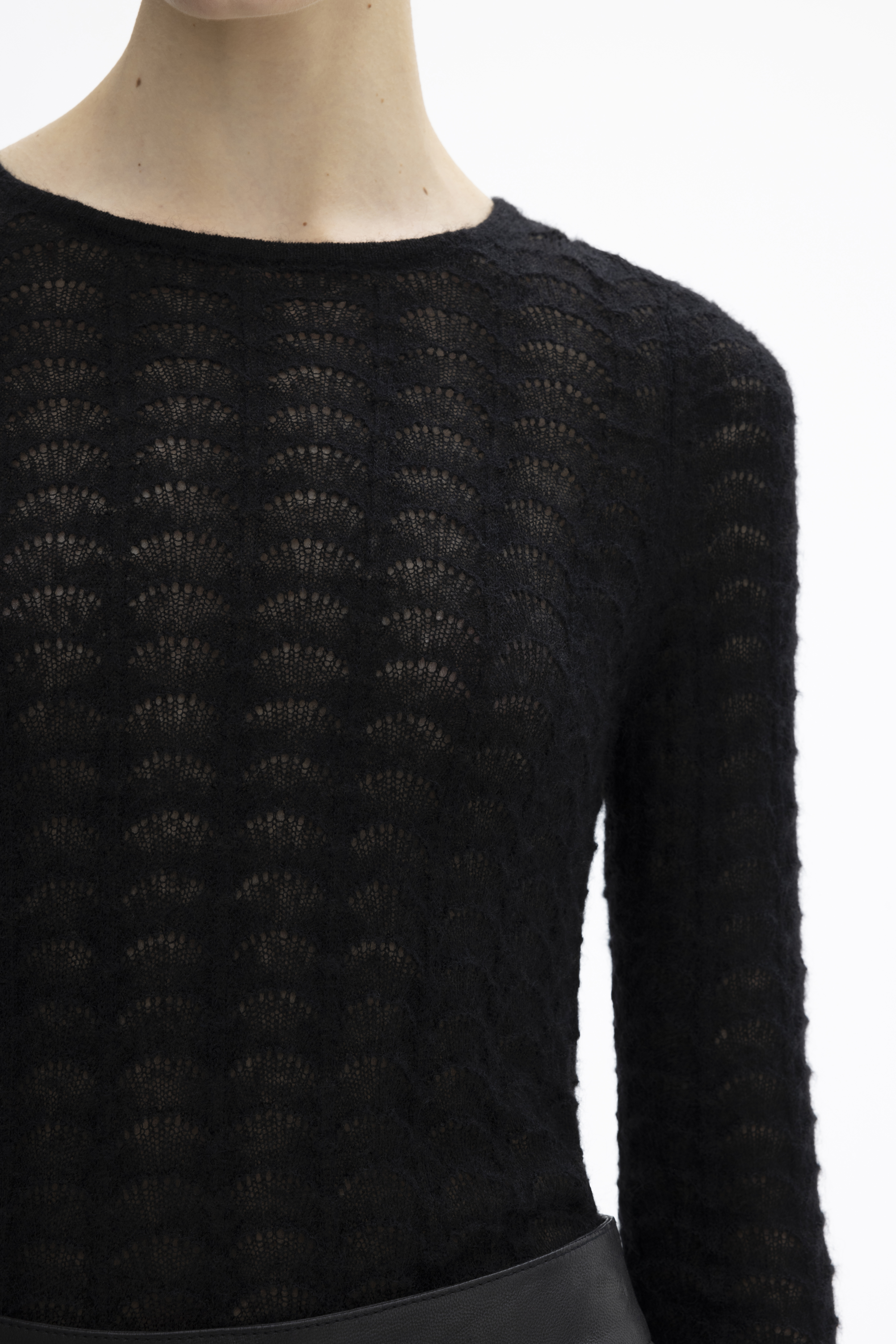 House Of Dagmar Wool Lace Top In Black