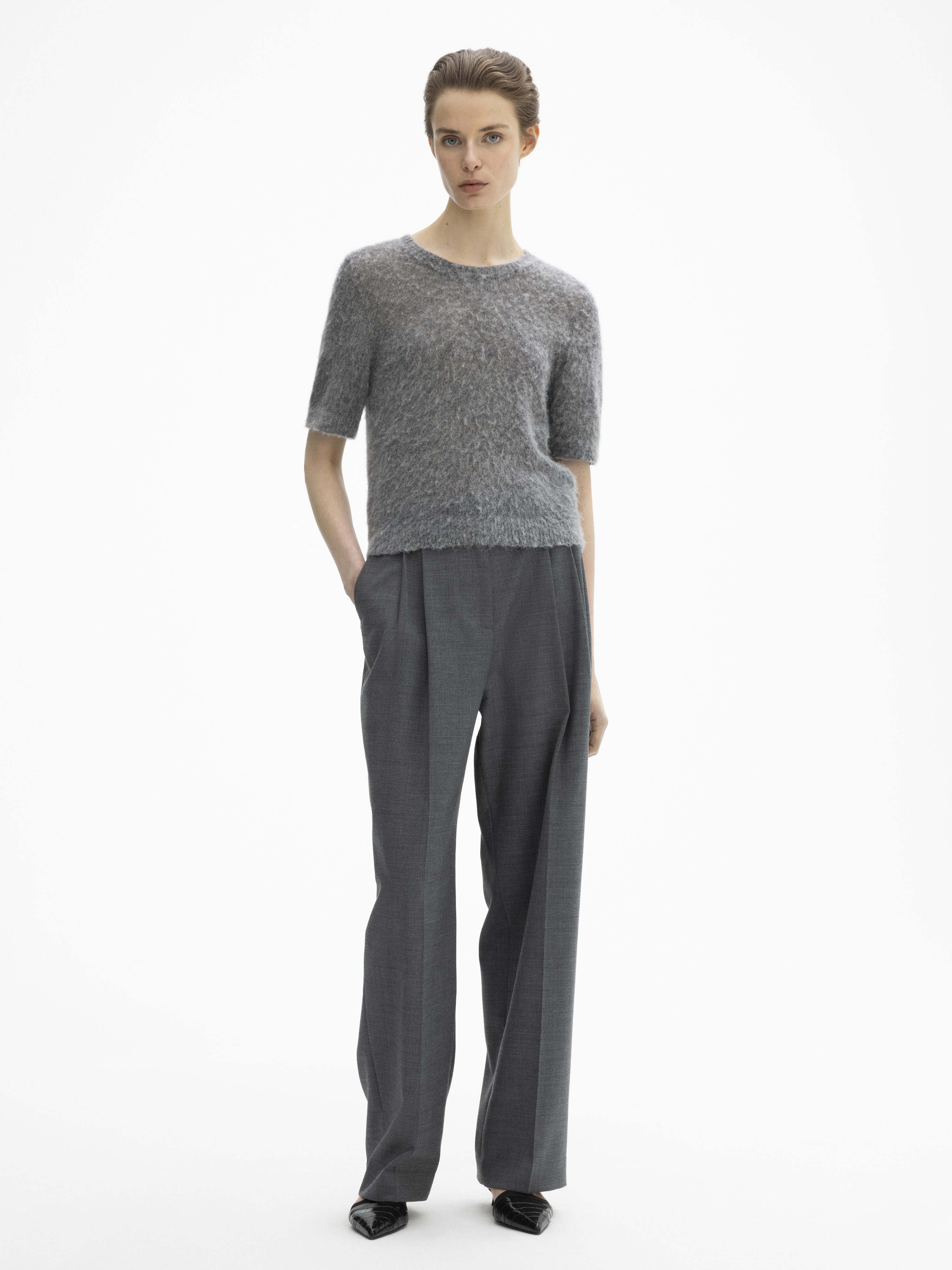 House Of Dagmar Brushed Alpaca Top In Dark Grey