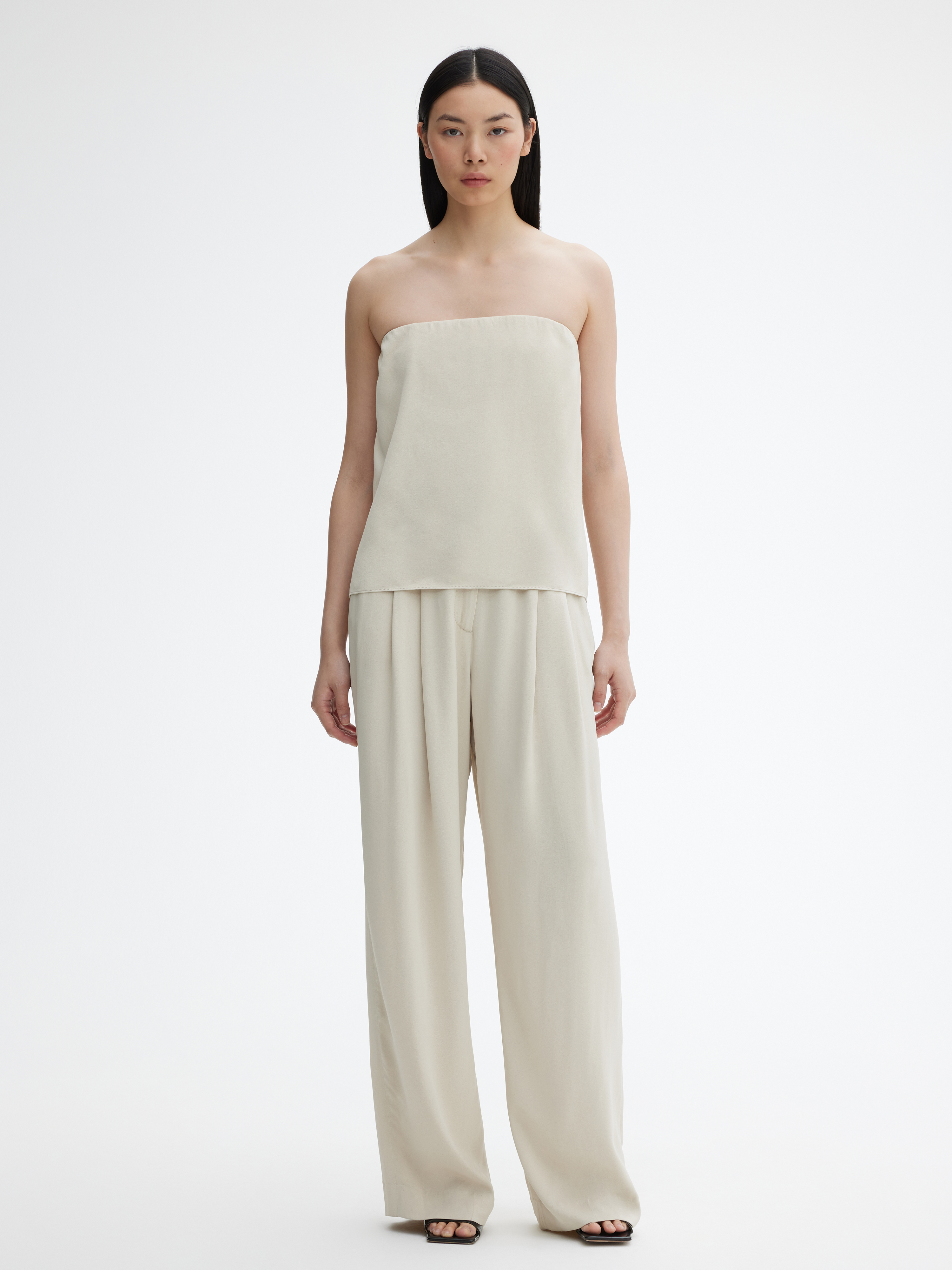 House Of Dagmar Flowy Tube Top In Pearl Grey