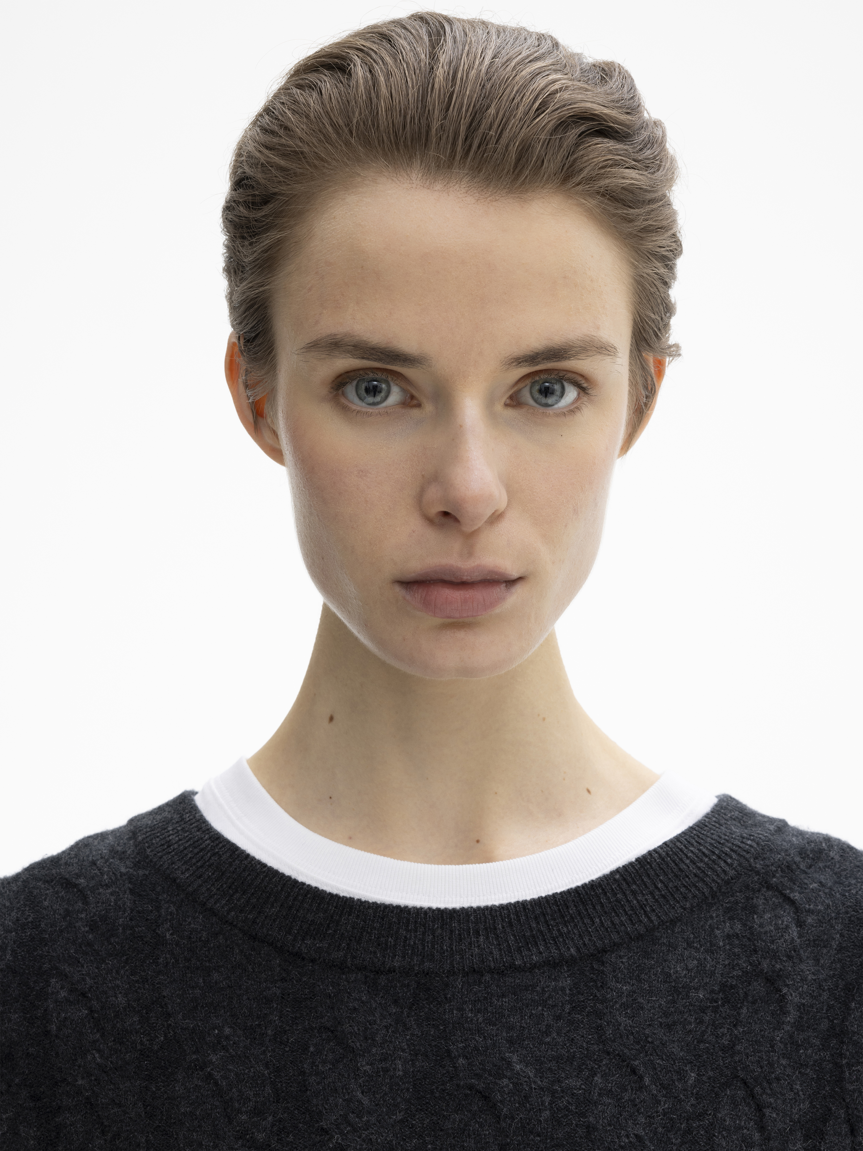 House Of Dagmar Faded Cable Knit In Graphite Grey
