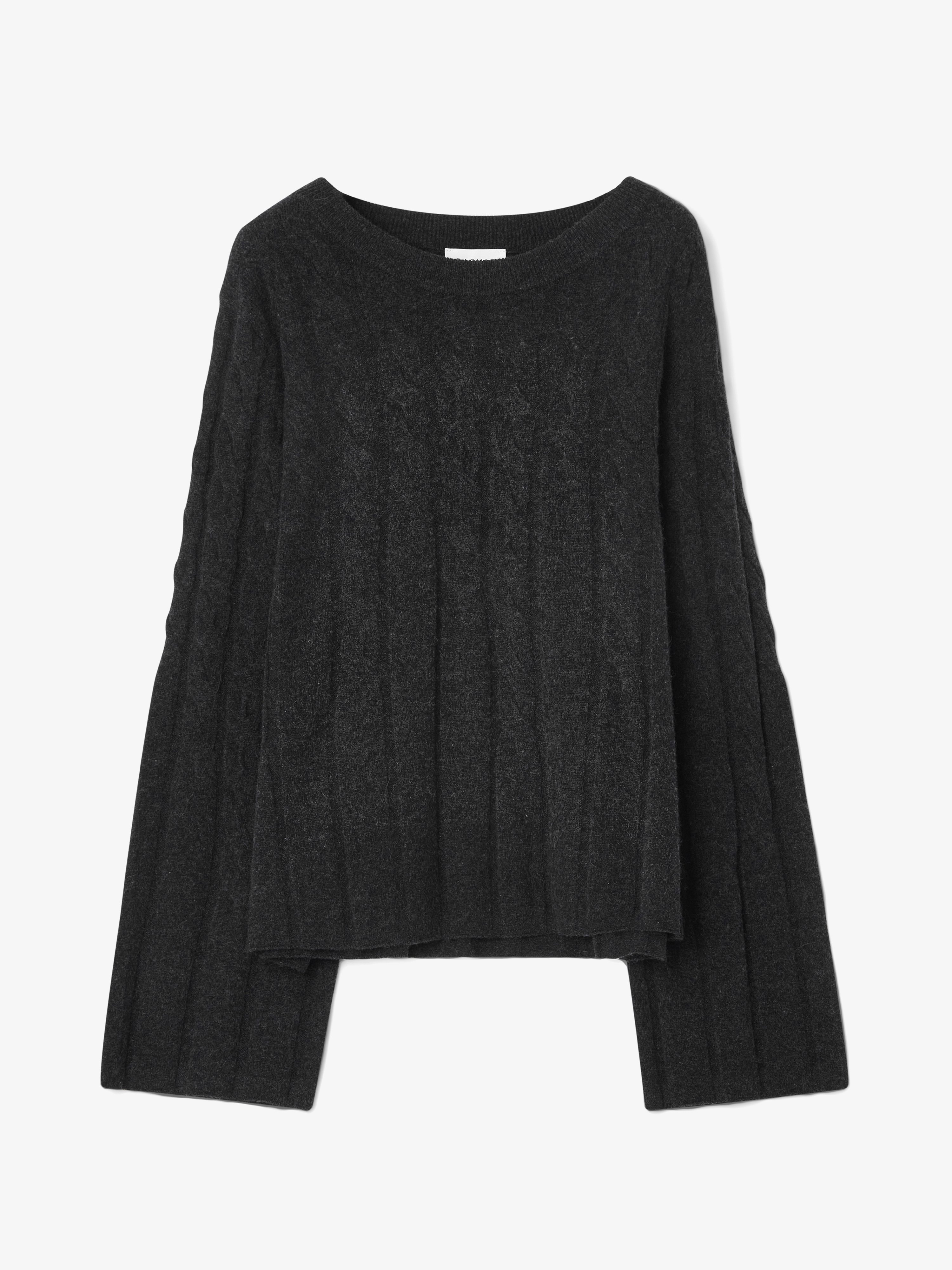 House Of Dagmar Faded Cable Knit In Graphite Grey