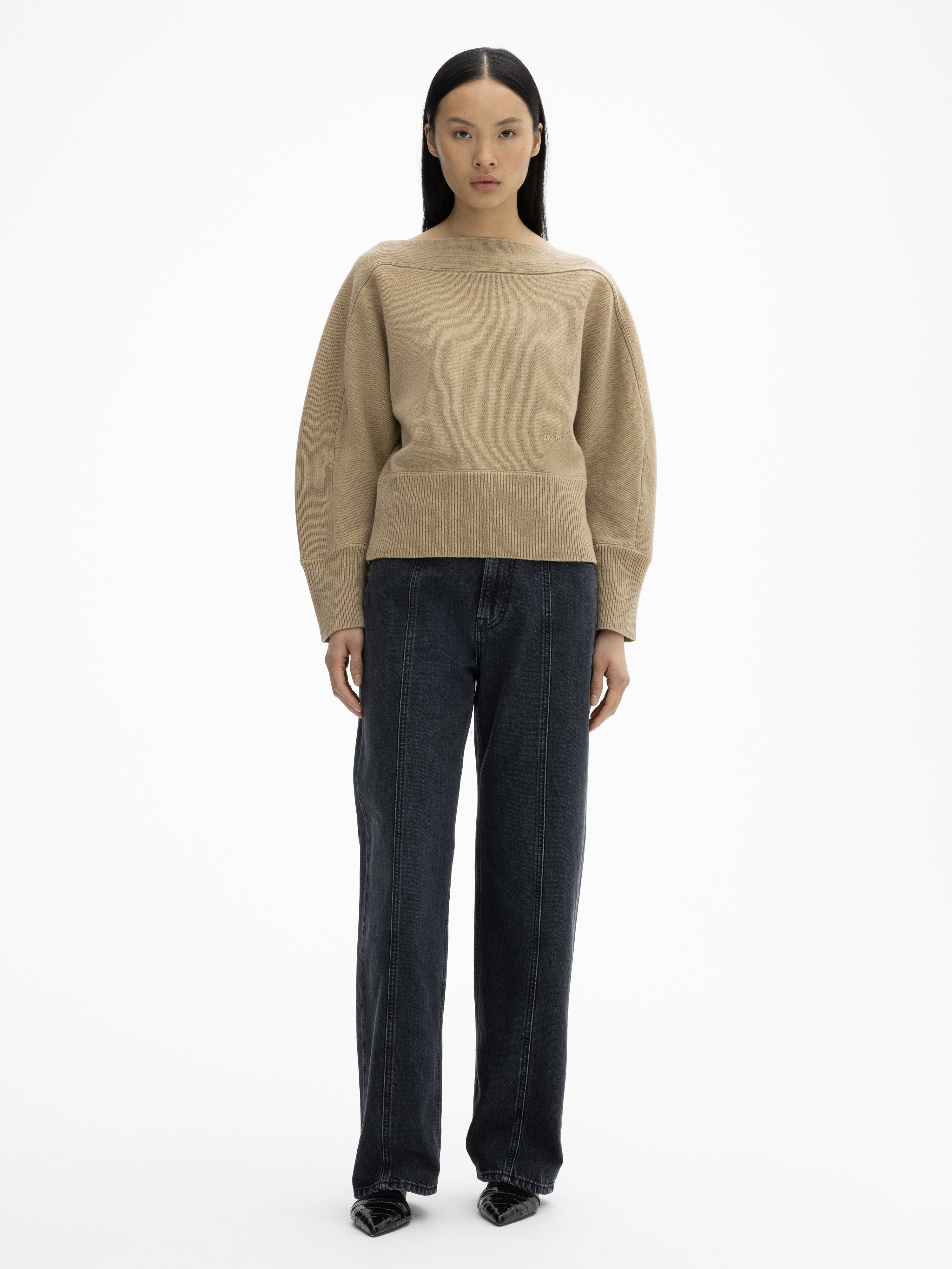 House Of Dagmar Curved Knit In Camel